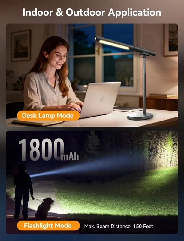 Quality Desk Lamp with LED, Battery, Cordless - Abs Plastic Black - Essential Collection Model EEE57C