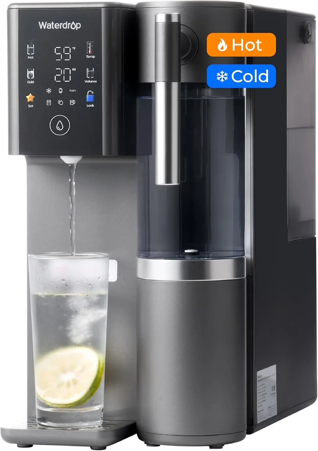 Stylish Water Filtration with Portable Bottleless, 6 Temperature Settings, 3:1 Pure to Drain (Refurbished) - Black Model 1BA118