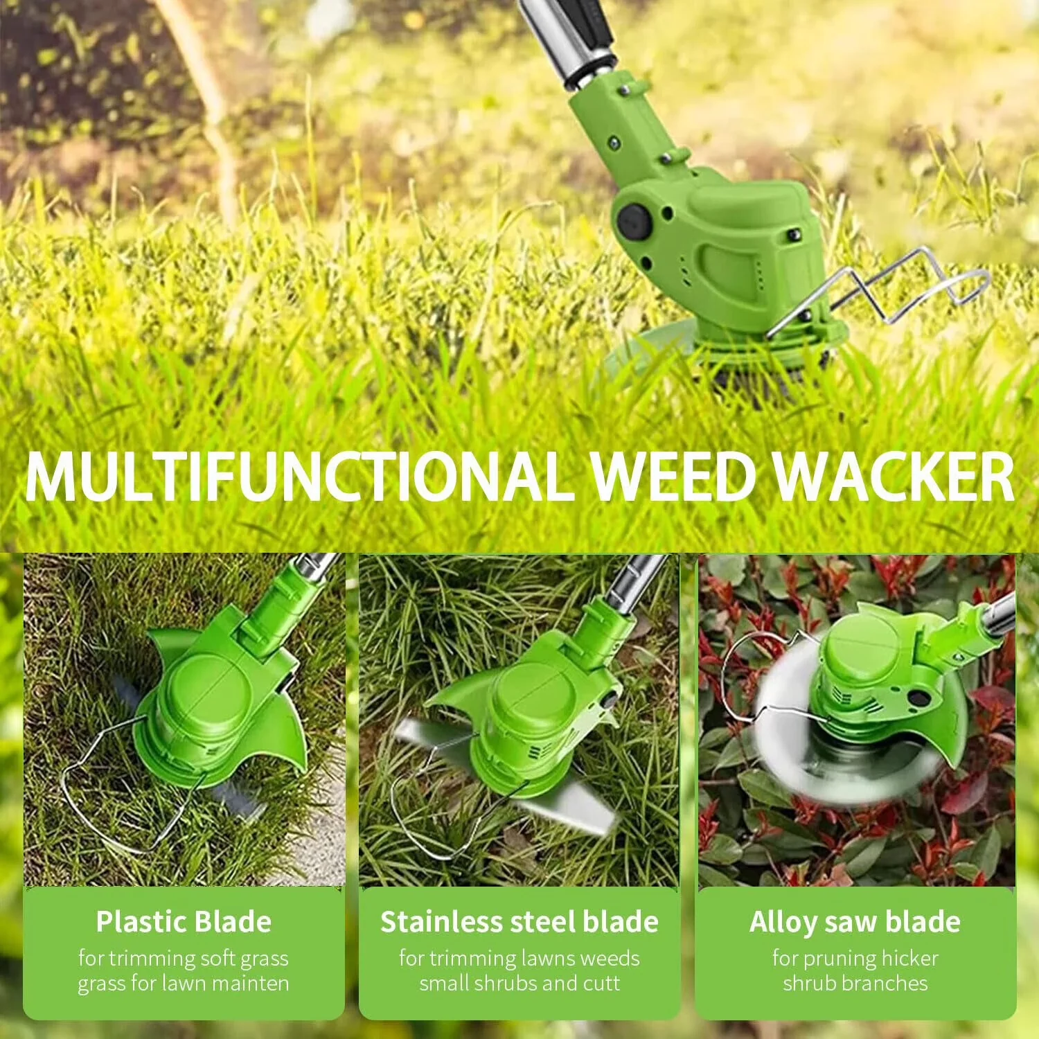 Durable String Trimmer with Battery, 48V, Extendable - Green - Quality Construction Model 174306