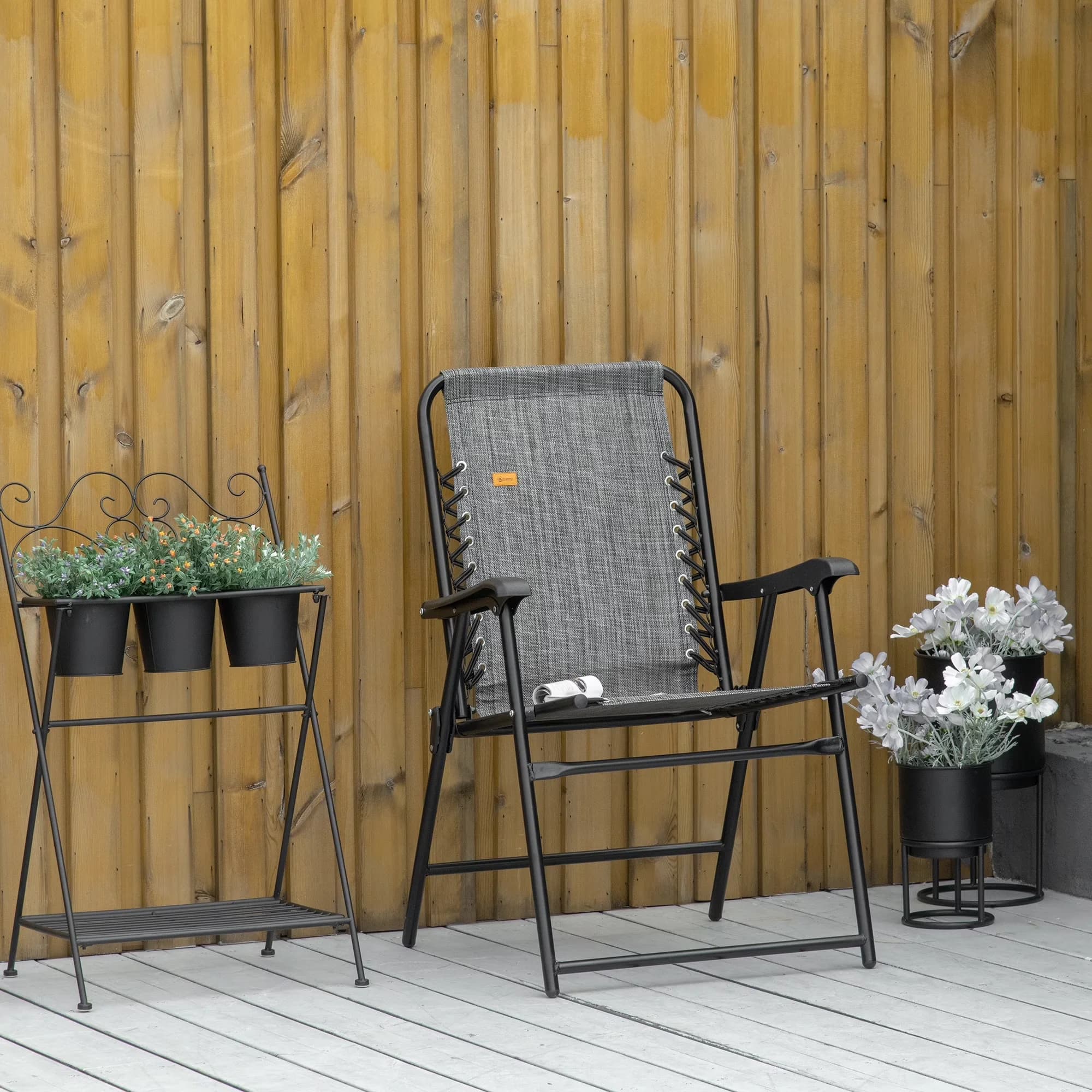 Innovative Patio Chair with Folding, Weather-Resistant - Gray for Camping, Garden Model AA1DDA