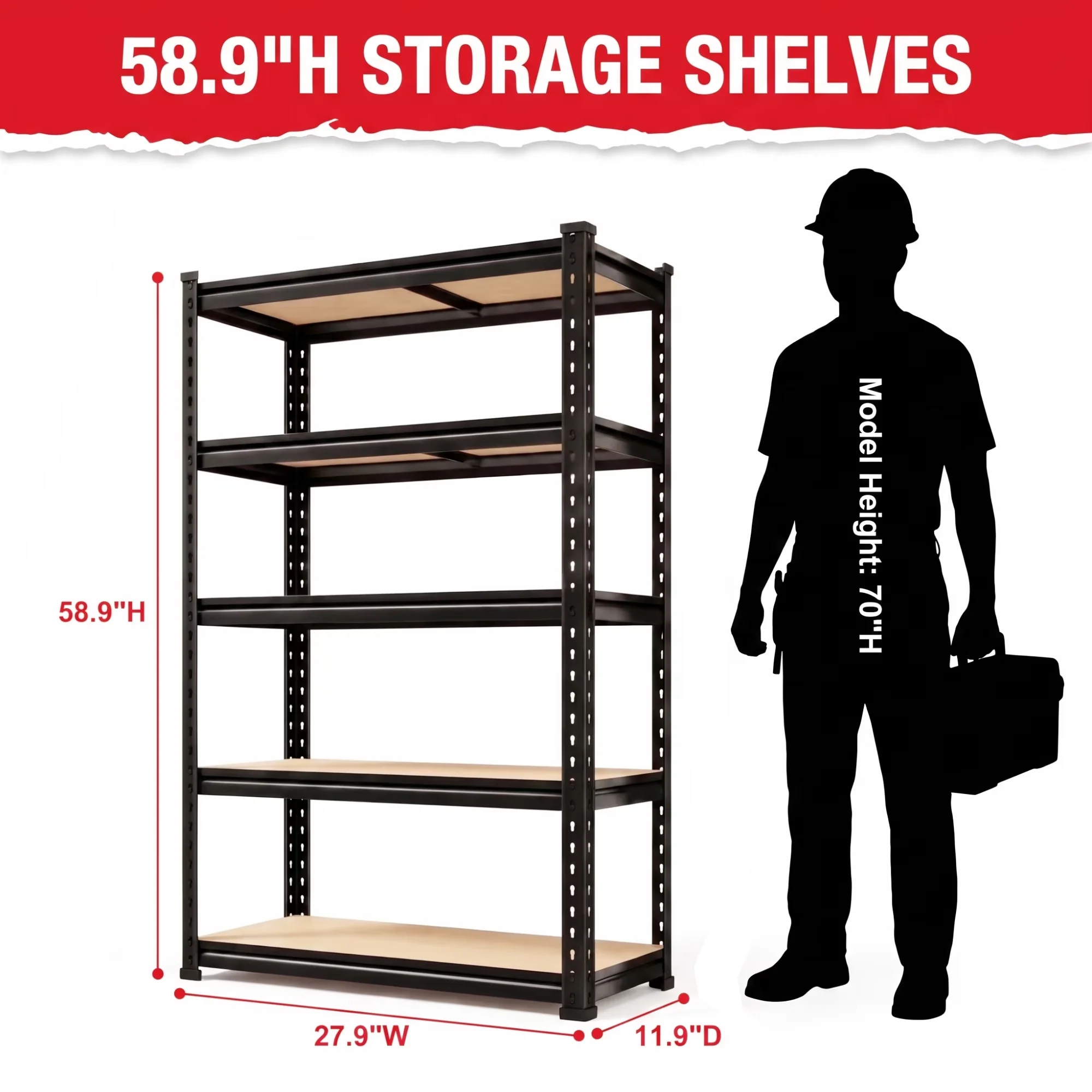 Sleek Garage Storage Supply with Adjustable - Black Metal, Mdf for Kitchen Model EF3D2D