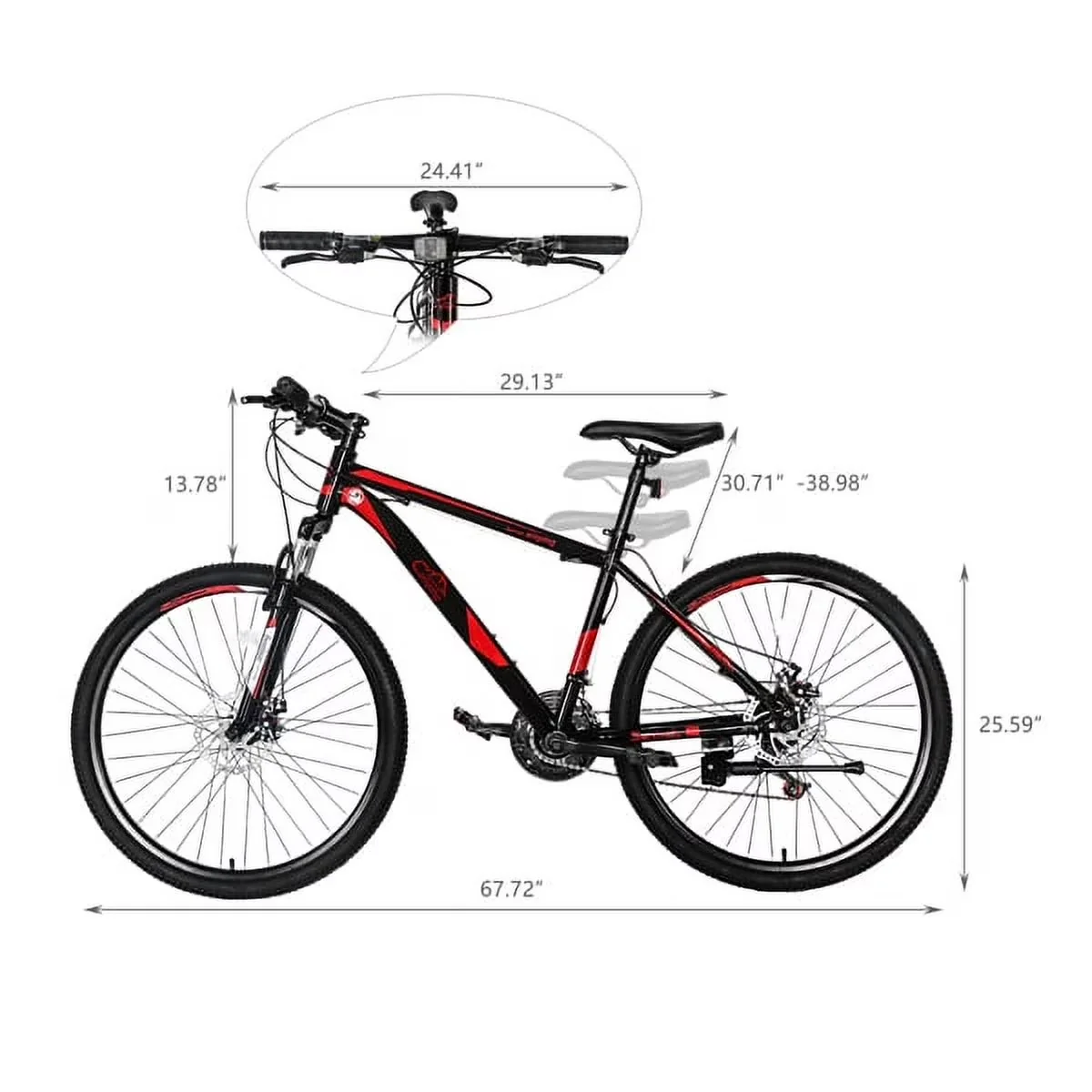 Mountain Bike Modern with Adjustable Seat, Adjustable Height - Black-26 Inch Model E11203