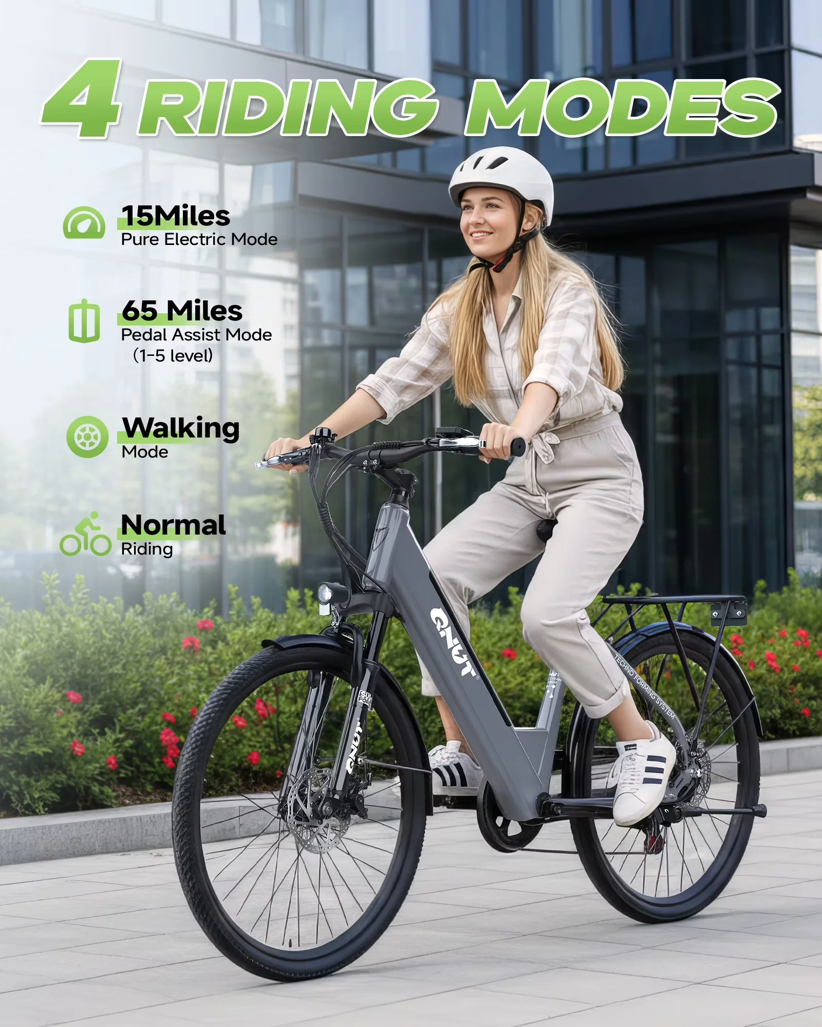 Electric Bike Durable with Battery, 1200W, 48V - Gray for Home and Office Model 79BA29