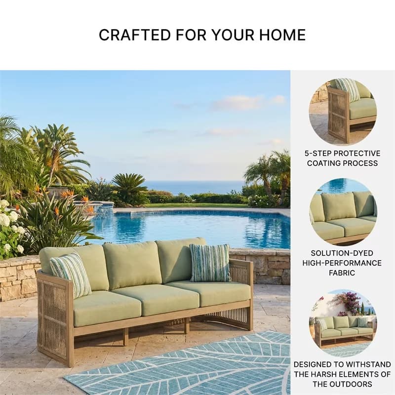Professional Outdoor Sofas Sectional with Weather-Resistant, Cushion, 5-step protective coating process - Green Polyester Model BDB395