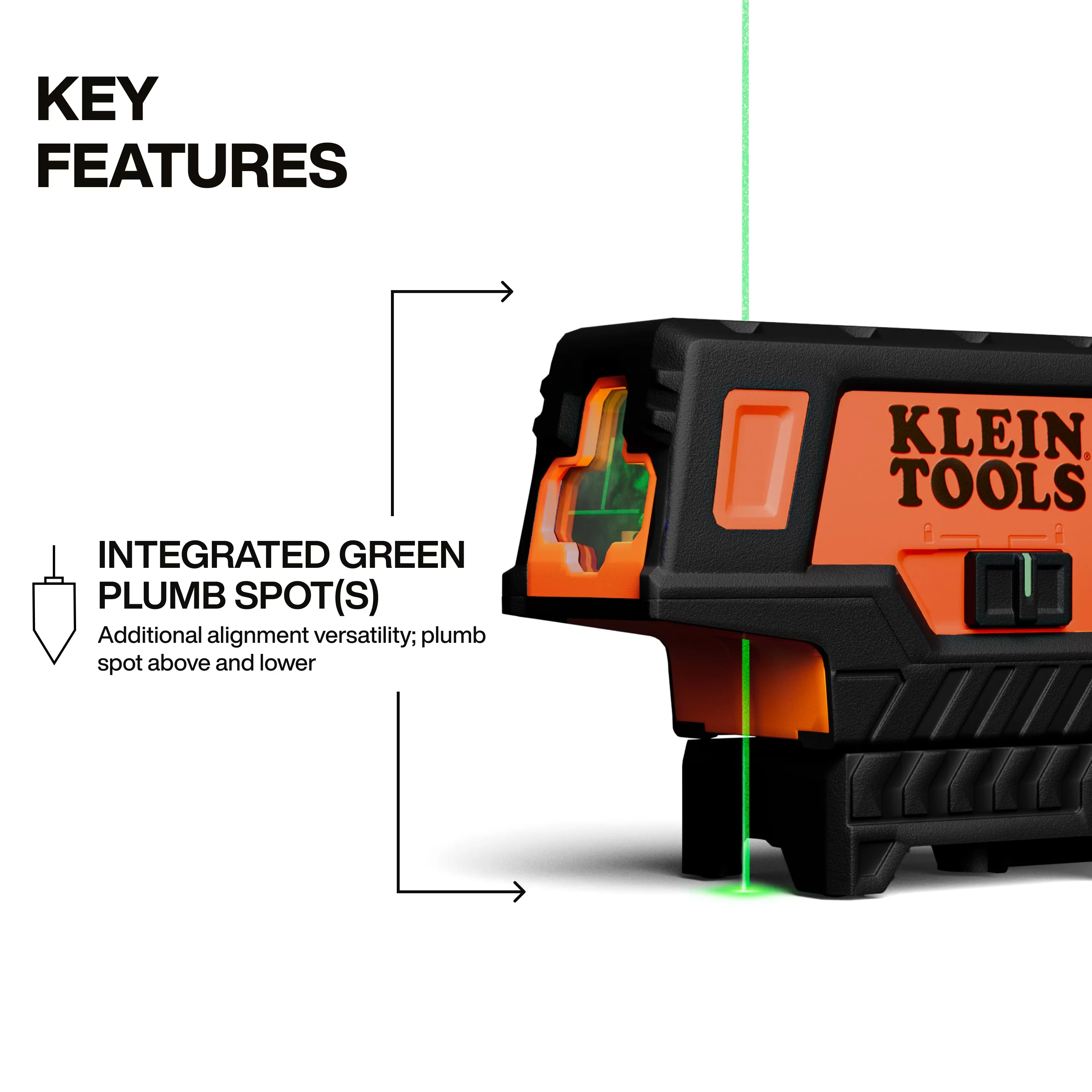 Compact Measuring Layout with Lightweight, Plumb Spot, Compact Green Cross-Line Laser Level - Green Model 7B359D