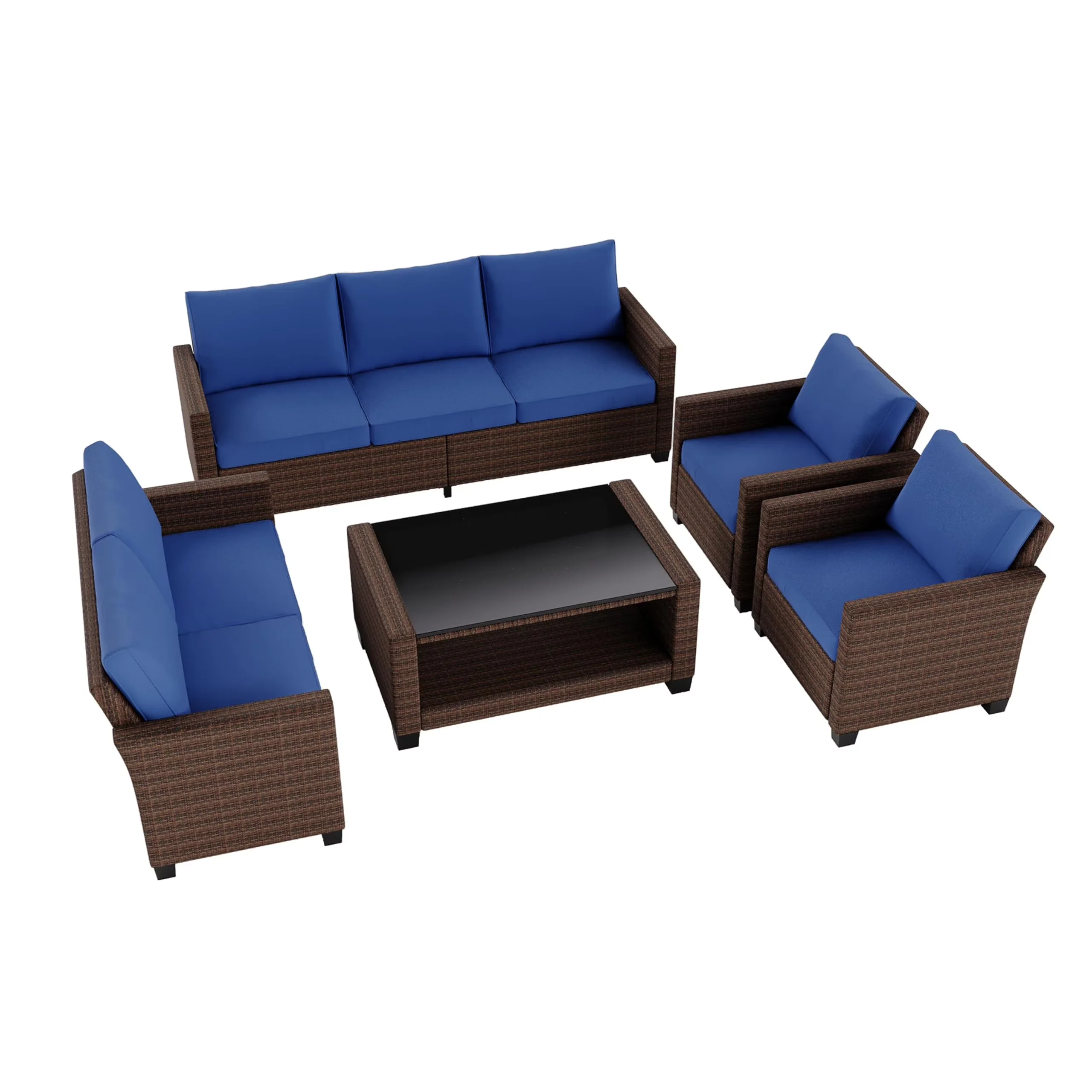 Outdoor Sofas Sectional Professional with Storage, Wicker Couch - Blue Wicker Model 2D3BD2