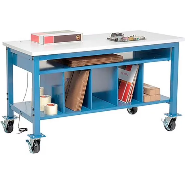 Versatile Toolstorage with Storage, Lower Shelf & Power, Color: Blue - Multicolor Stainless Steel Model 2D7AB2