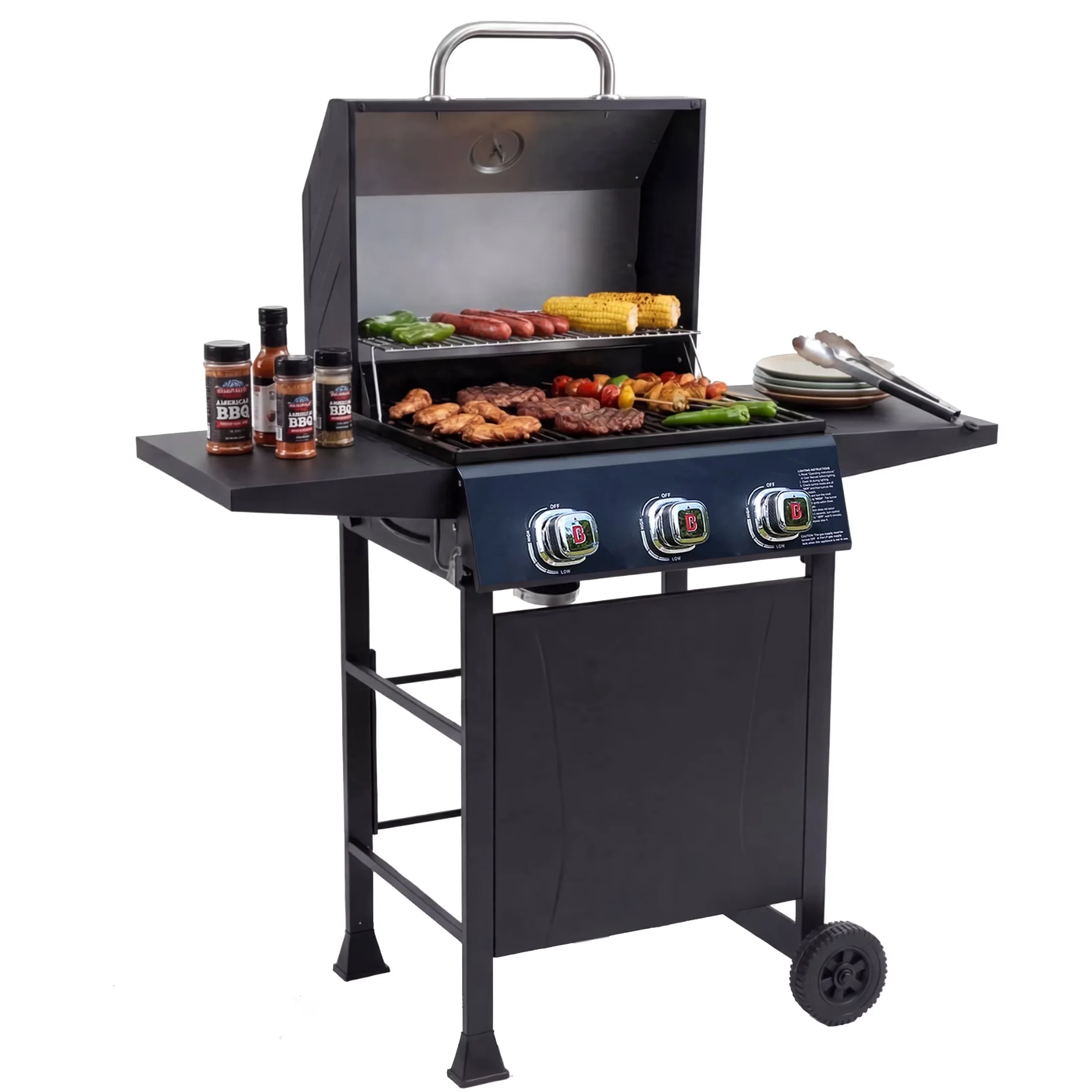 Flat Top Grill Innovative with 27000 BTU, Tool Holder, Rust Resistant - Steel Black Model 9ED2D9