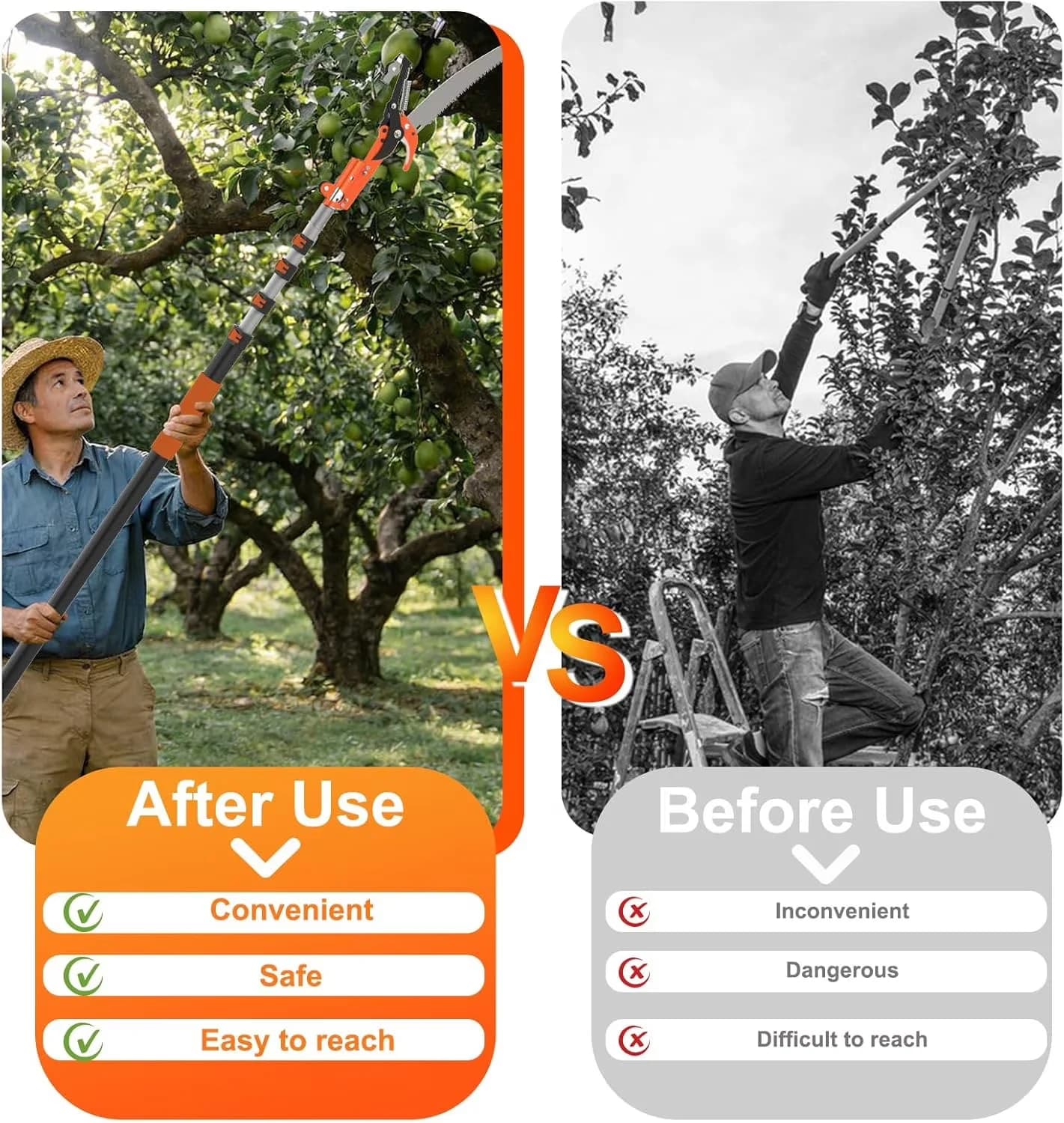 Pole Saw Sleek with Adjustable, 20FT Reach Tree Trimmer, Manual - Modern Design Model B7EDE0