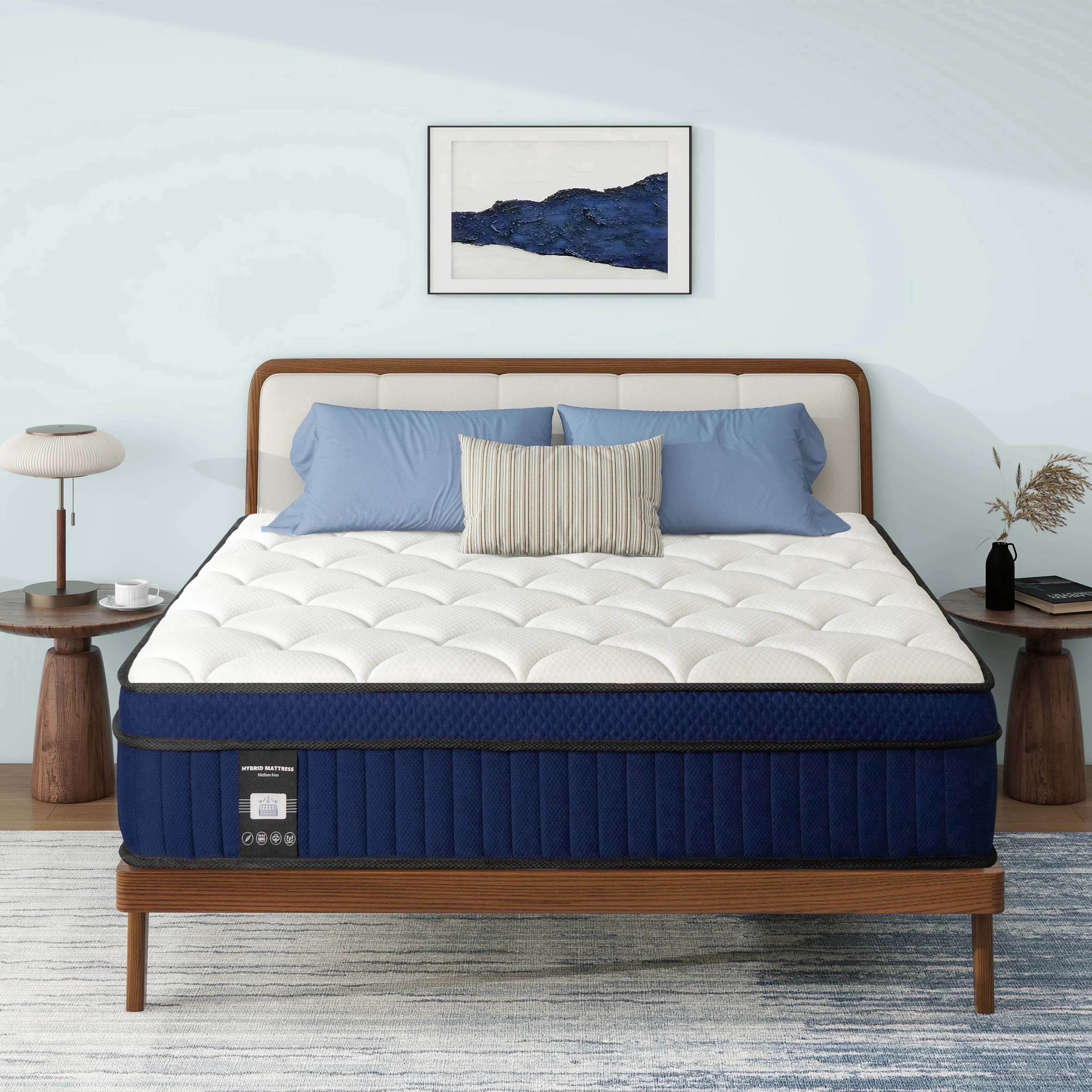 Quality Mattresses Accessory with Cooling Technology, Breathable Construction - Blue Memory Foam Model 92EC20