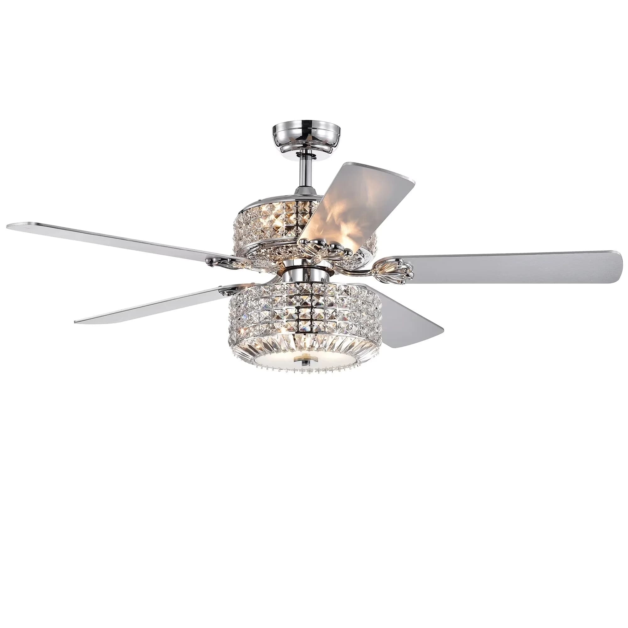 Ceiling Fan Modern with Incandescent, Traditional, Remote Controlled - Silver Crystal Model 3D7E2B