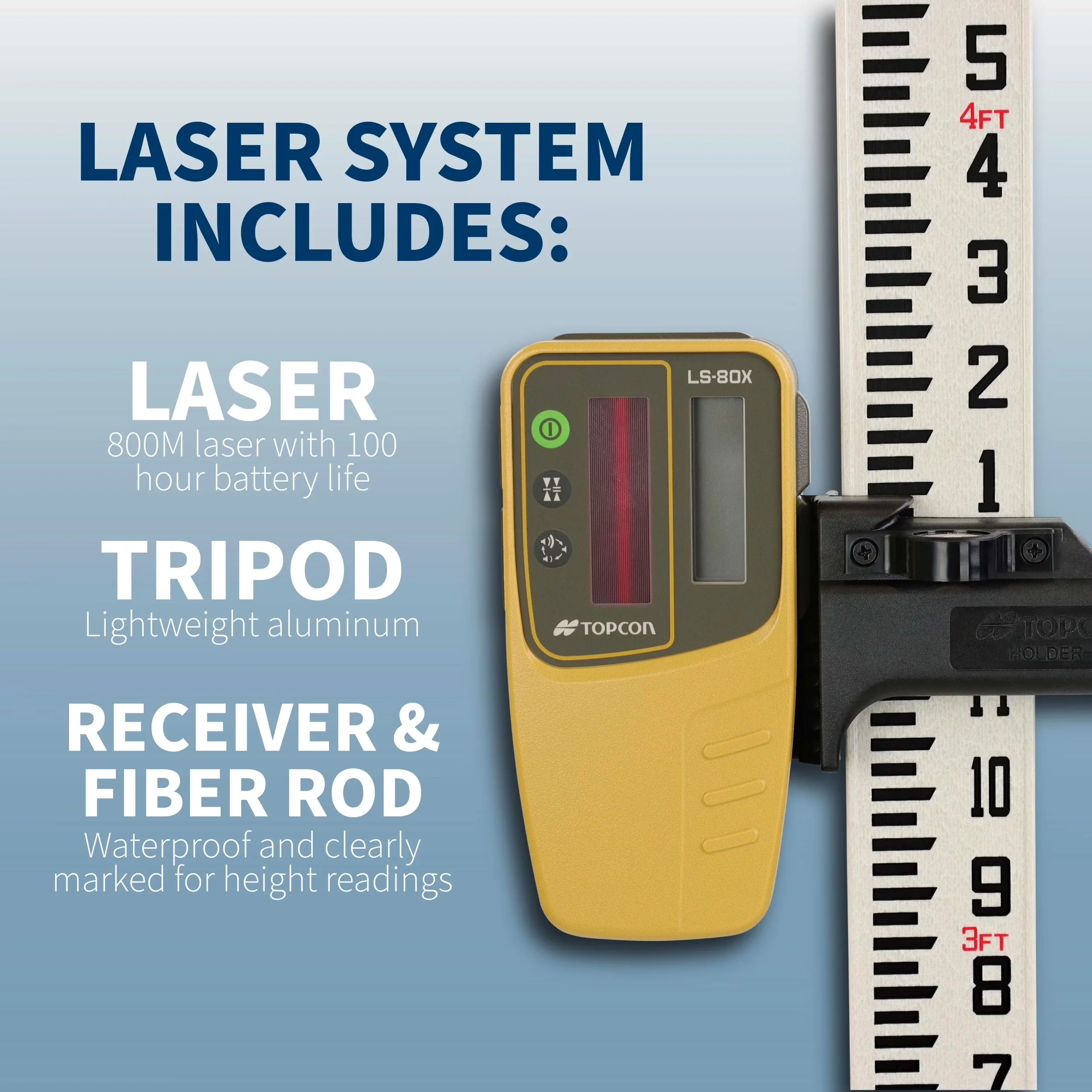 Versatile Measuring Layout with Adjustable, Tripod and Inch Fiber Rod - Aluminum Model 670D7B
