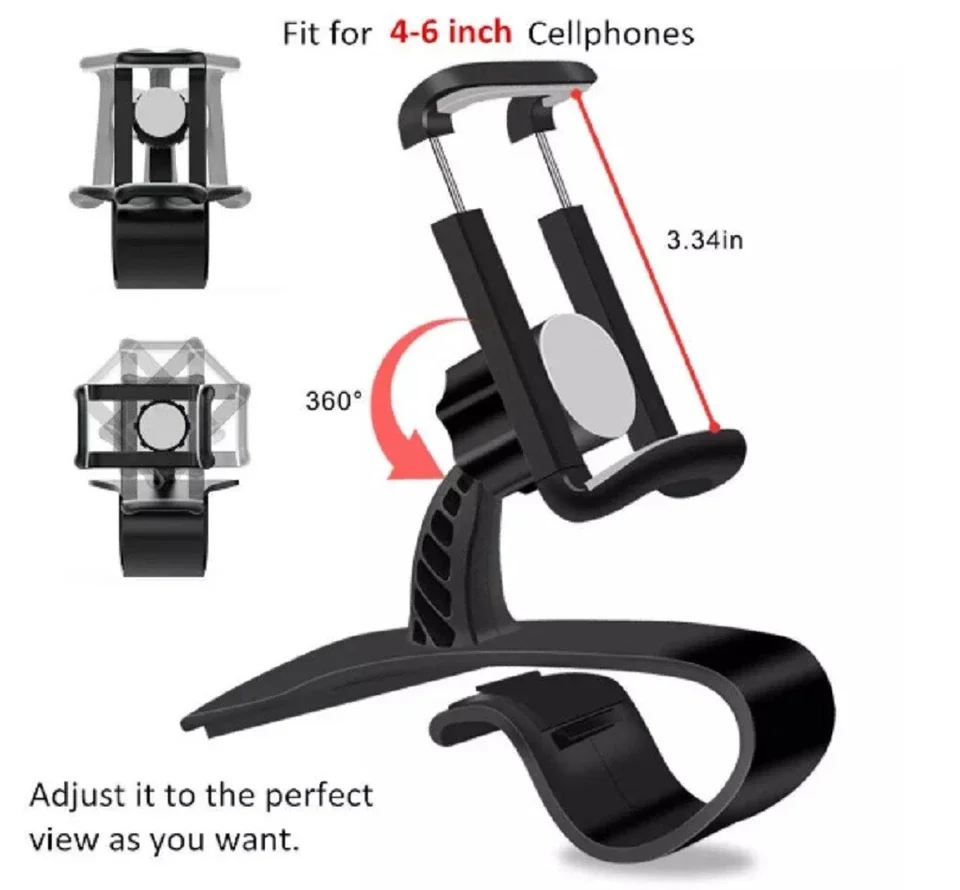 Essential Home Gym with Adjustable Stand, 360° Universal Car Dashboard Phone Mount - Model C6594F