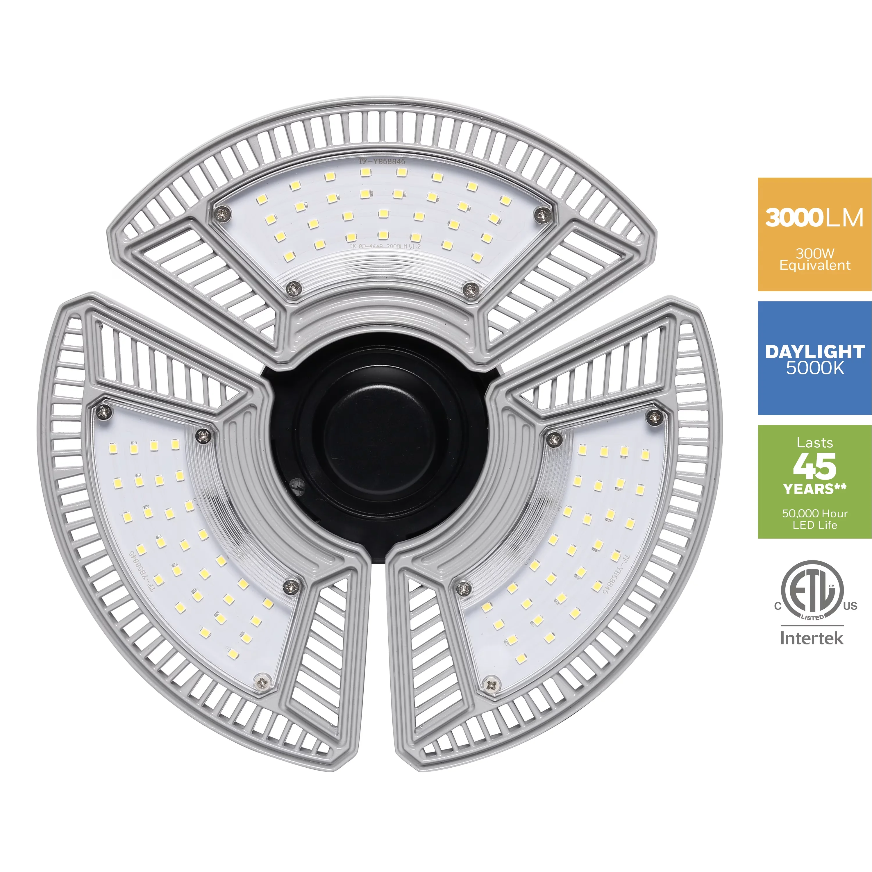 Versatile Ceiling Lights Fixture with LED, Energy Efficient - Gray Aluminum|Plastic Model F0D755