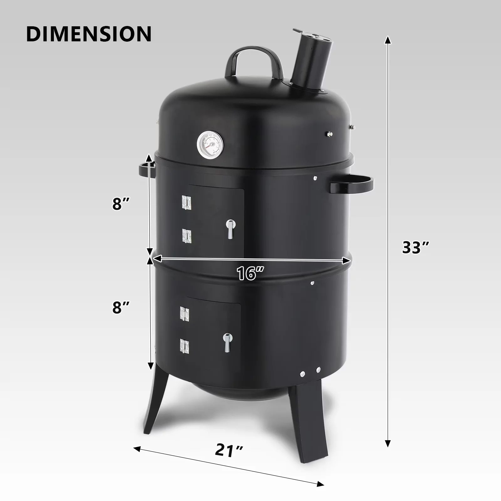 Classic Smoker with Rust Resistant, Black Cylindrical Outdoor - Black Iron Model 79D606
