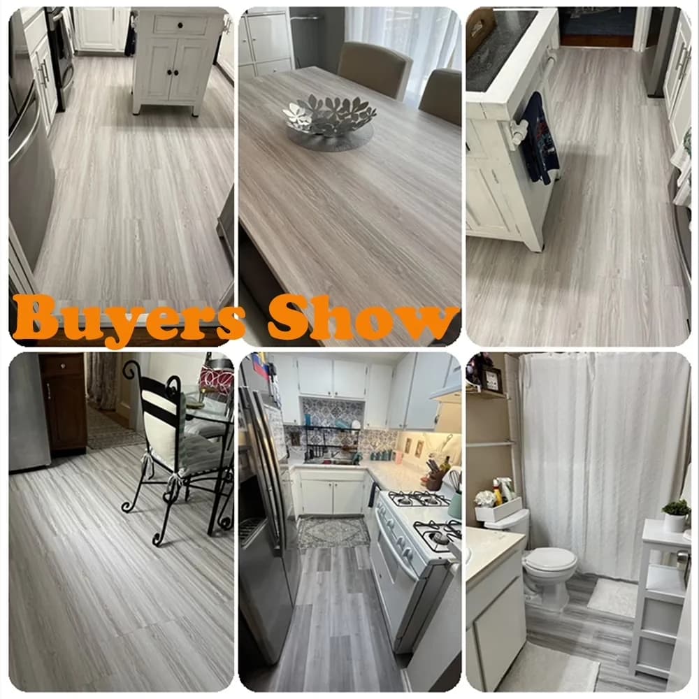 Professional Grey Vinyl Flooring Vinyl Plank Flooring with Easy Installation, Waterproof, Easy To Clean - Gray Pvc Model 89B396