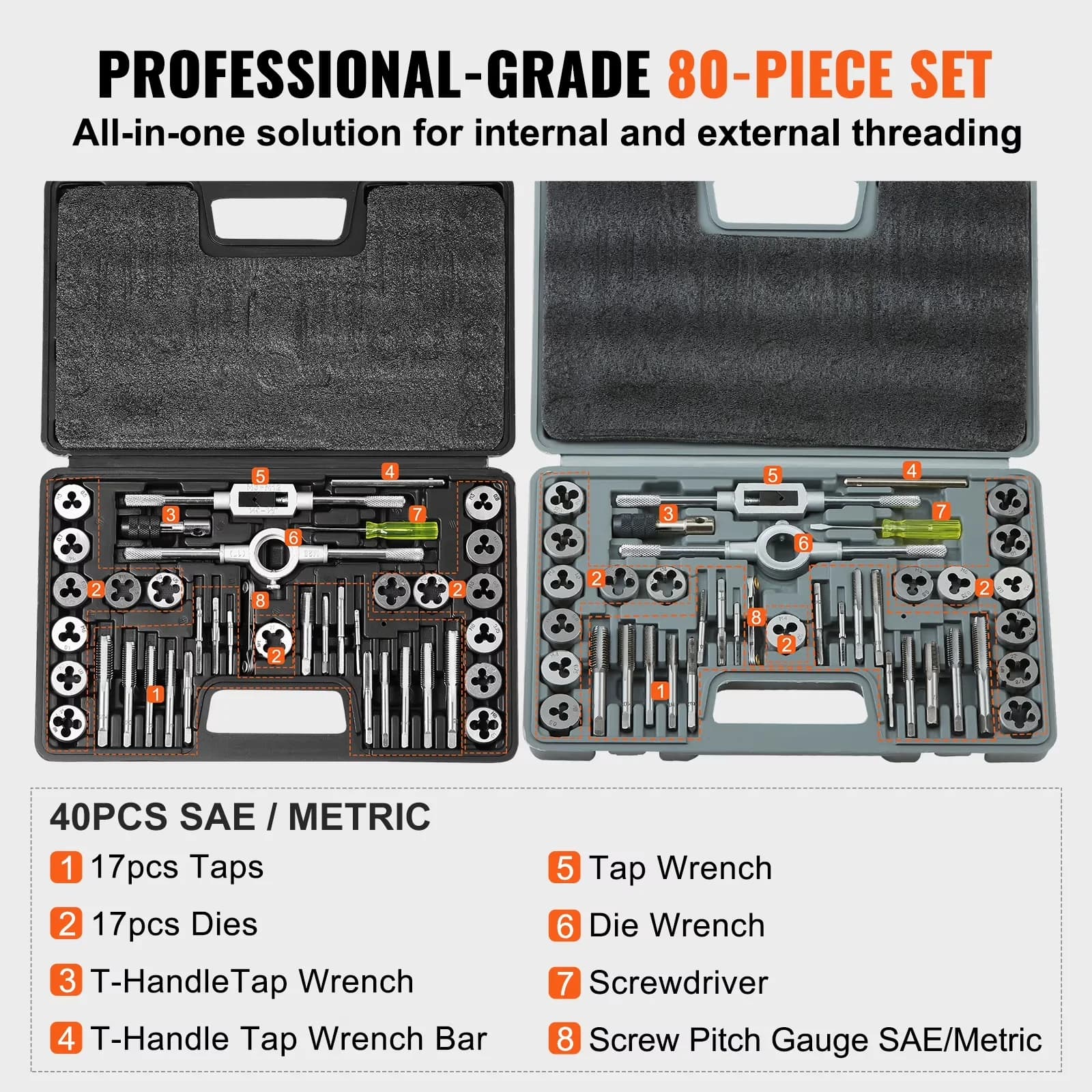 Classic Hand Tool Set with Easy Installation, 80-Piece Metric and SAE Standard - Plastic 5.73 oz Model AB6678