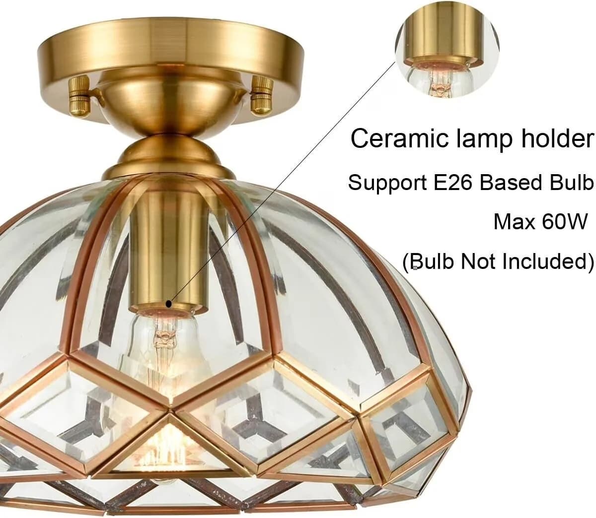Innovative Ceiling Lights Fixture with LED, Dimmable, Energy Efficient - Gold Brass Model B63FAD