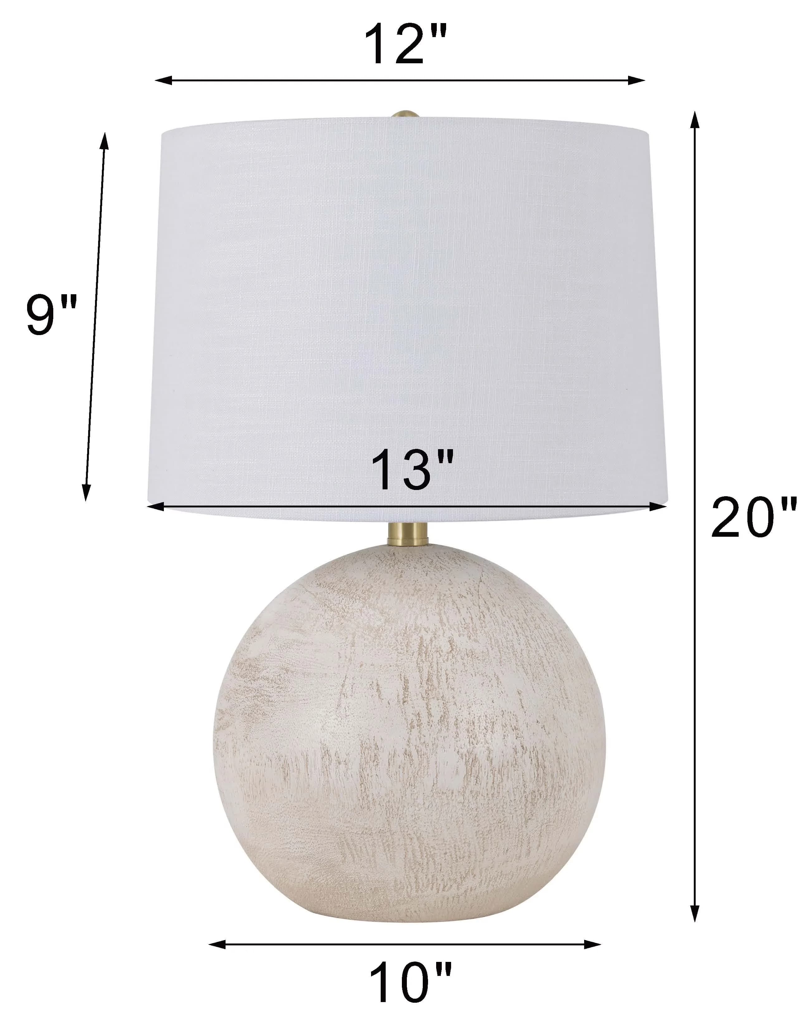 Premium Lamp with Transitional, Standard Lamps, 20” inch White Ball Table - Polyresin White Model DB5798