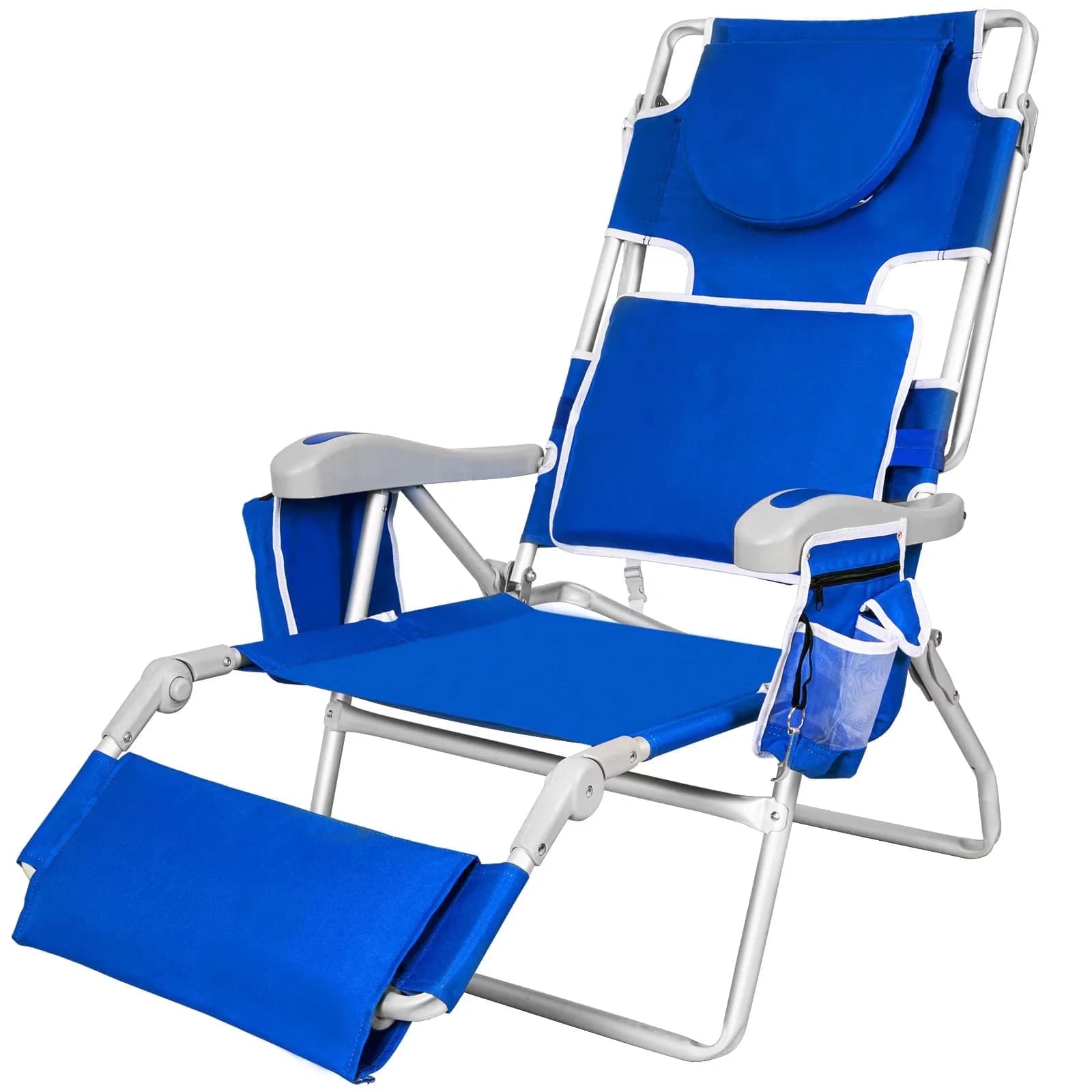 Essential Beach Chair with Folding, Adjustable, Cup Holder Outdoor Blue - Blue Model 8846C8