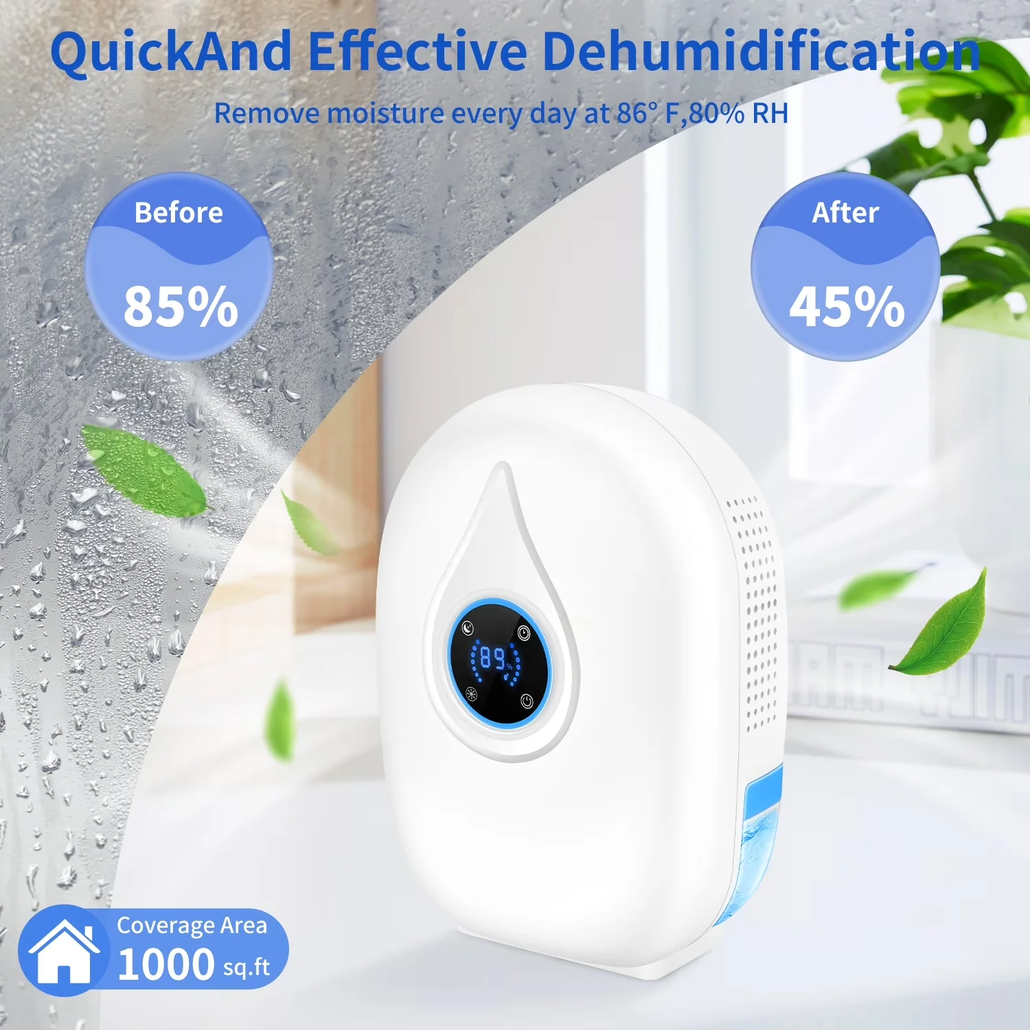 Reliable Dehumidifier with LED, Remote Controlled, Automatic Shut-Off - White for Home Model A11B68