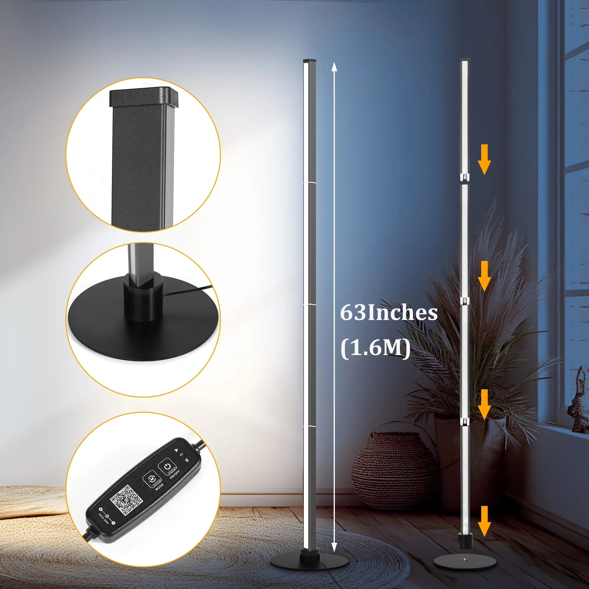 Reliable Floor Lamp with LED, Modern, Dimmable - Aluminum Gray - Heavy Duty Model EC39FF