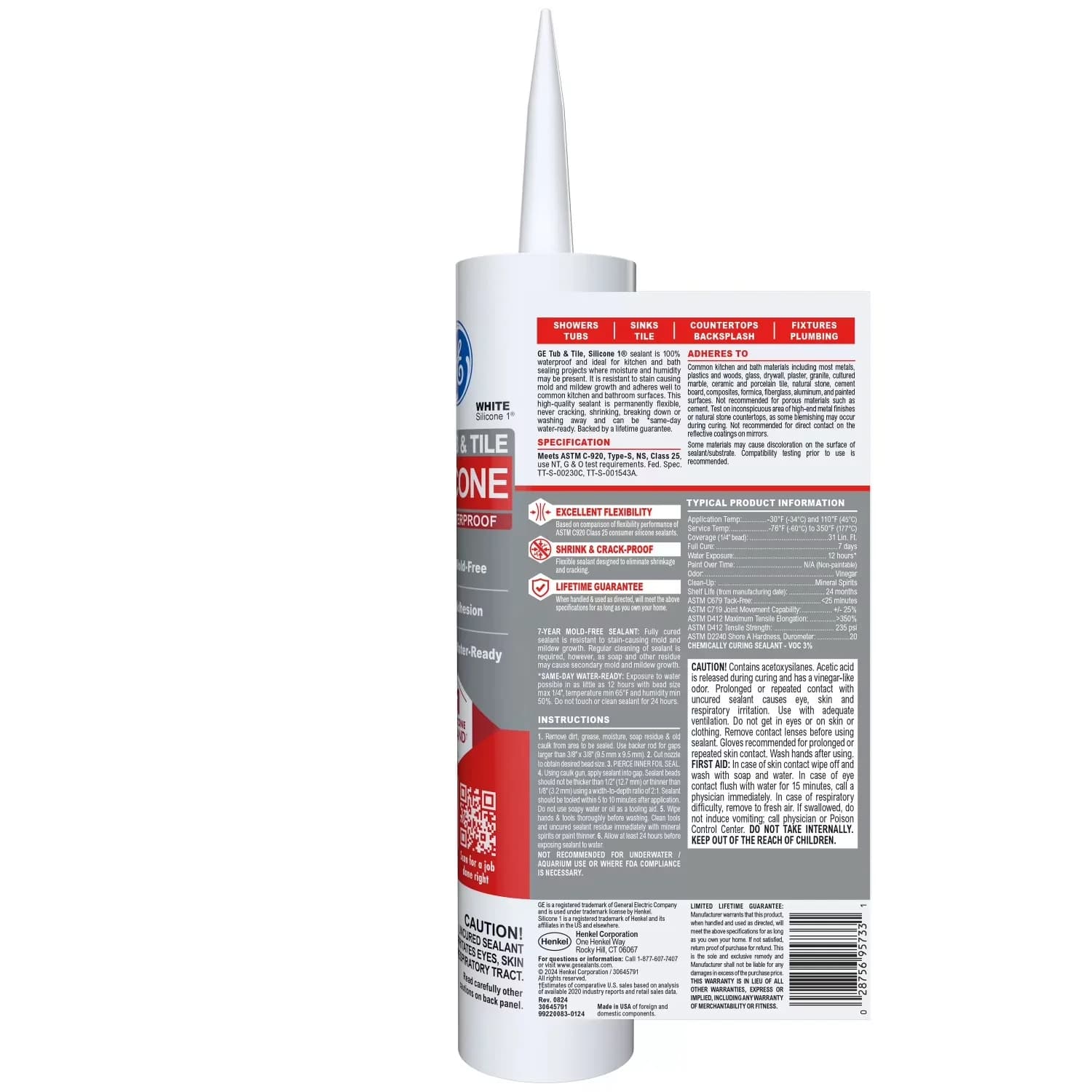 Essential Adhesives Glues In Paint Supplies Tool with Waterproof, Pack of 1, Silicone 1 Tub & Tile - White 10.1 fl oz Model 8C6F46