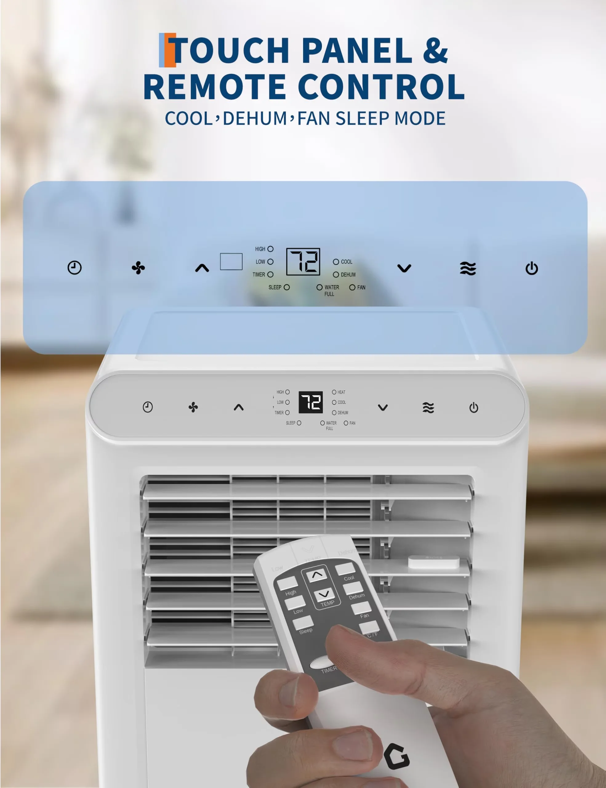 Quality Air Conditioner with 8000 BTU, Remote Controlled, Timer - White for Rooms Model DFDD74