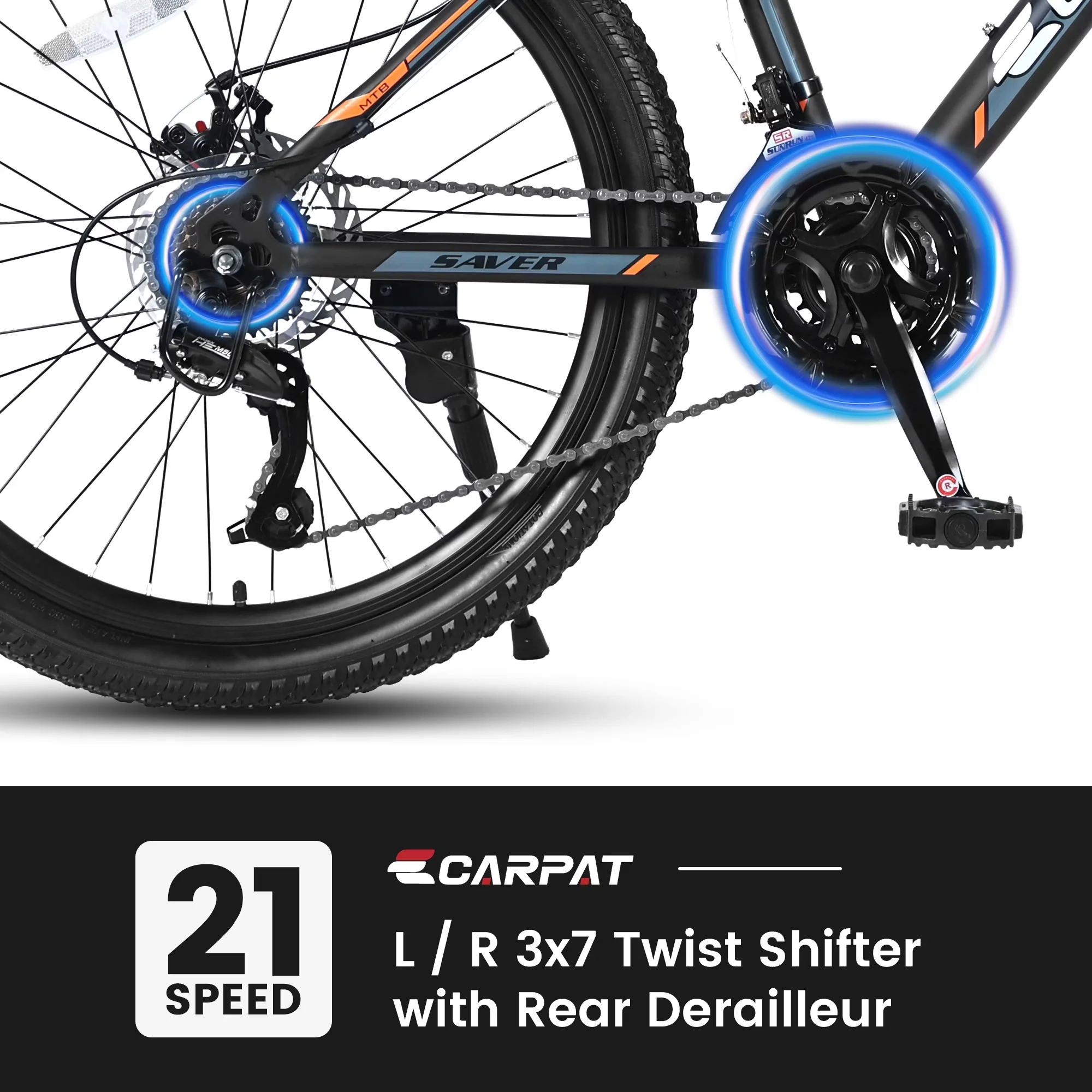 Professional Mountain Bike with Adjustable Speed, Adjustable Height, Adjustable Seat - Black Model 565E56