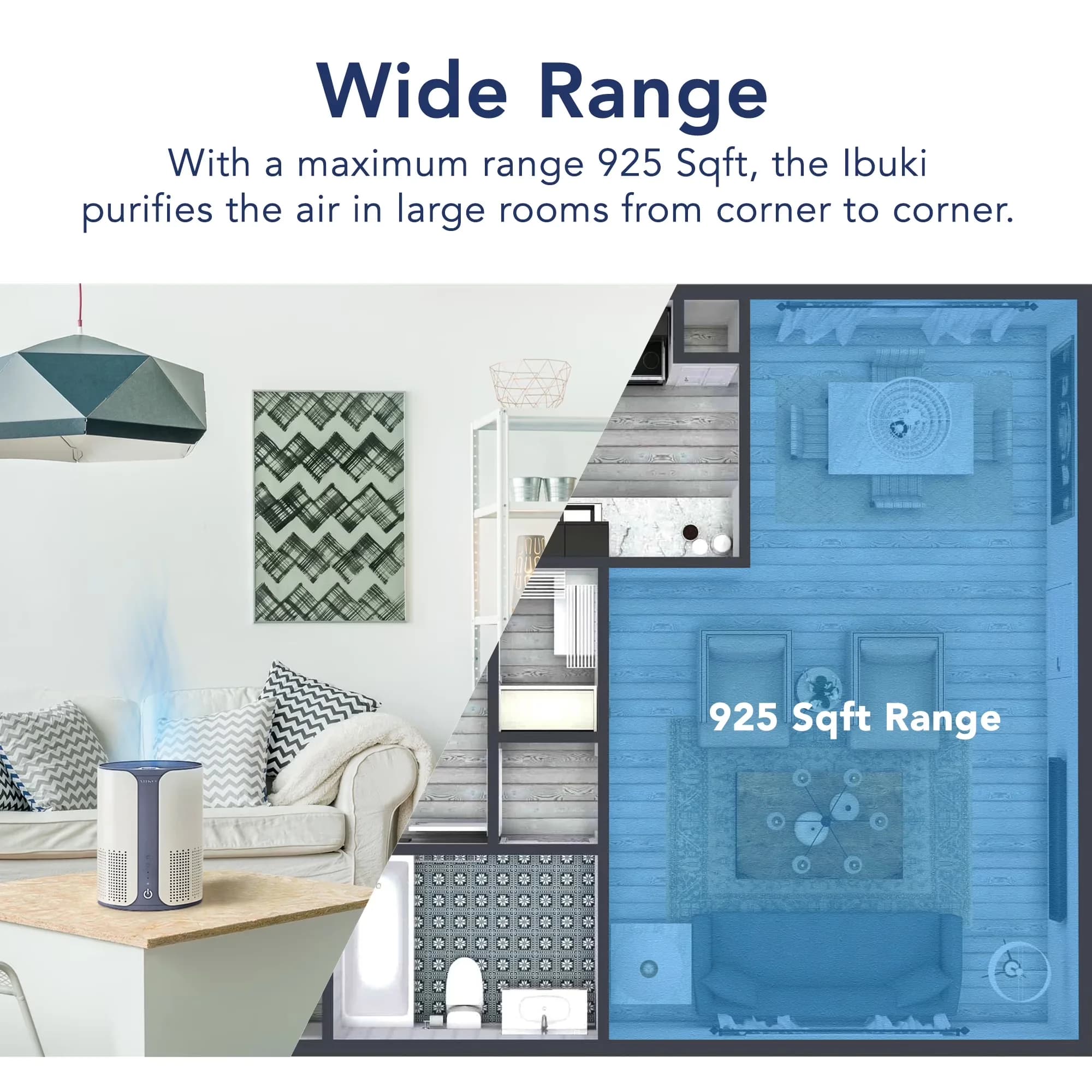 Modern Air Purifier with Variable Speed, 925 sq ft coverage, Ibuki Home - Model F7F157