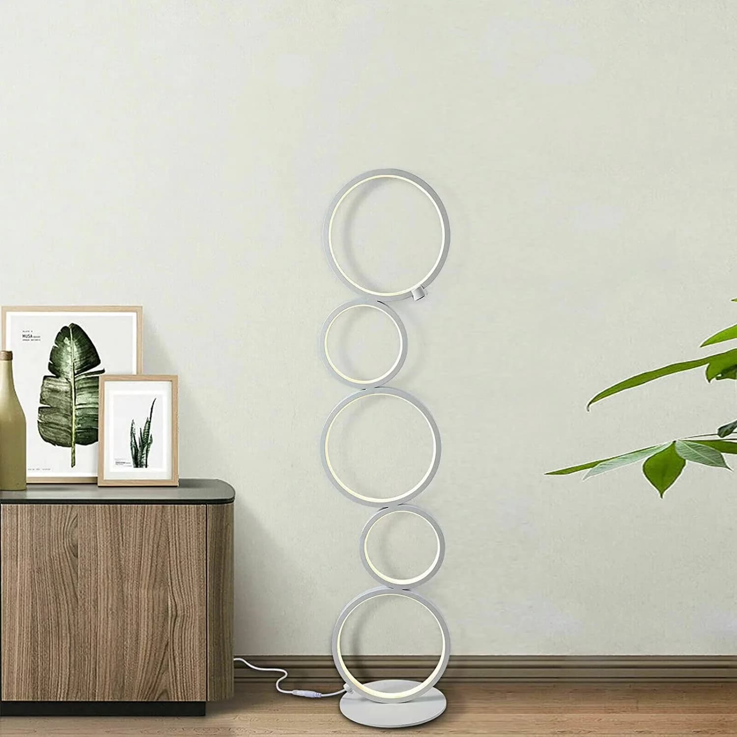 Innovative Floor Lamp with LED, Standard Lamps, Dimmable - White Aluminum, Iron, And Silicone Model 6FDF03