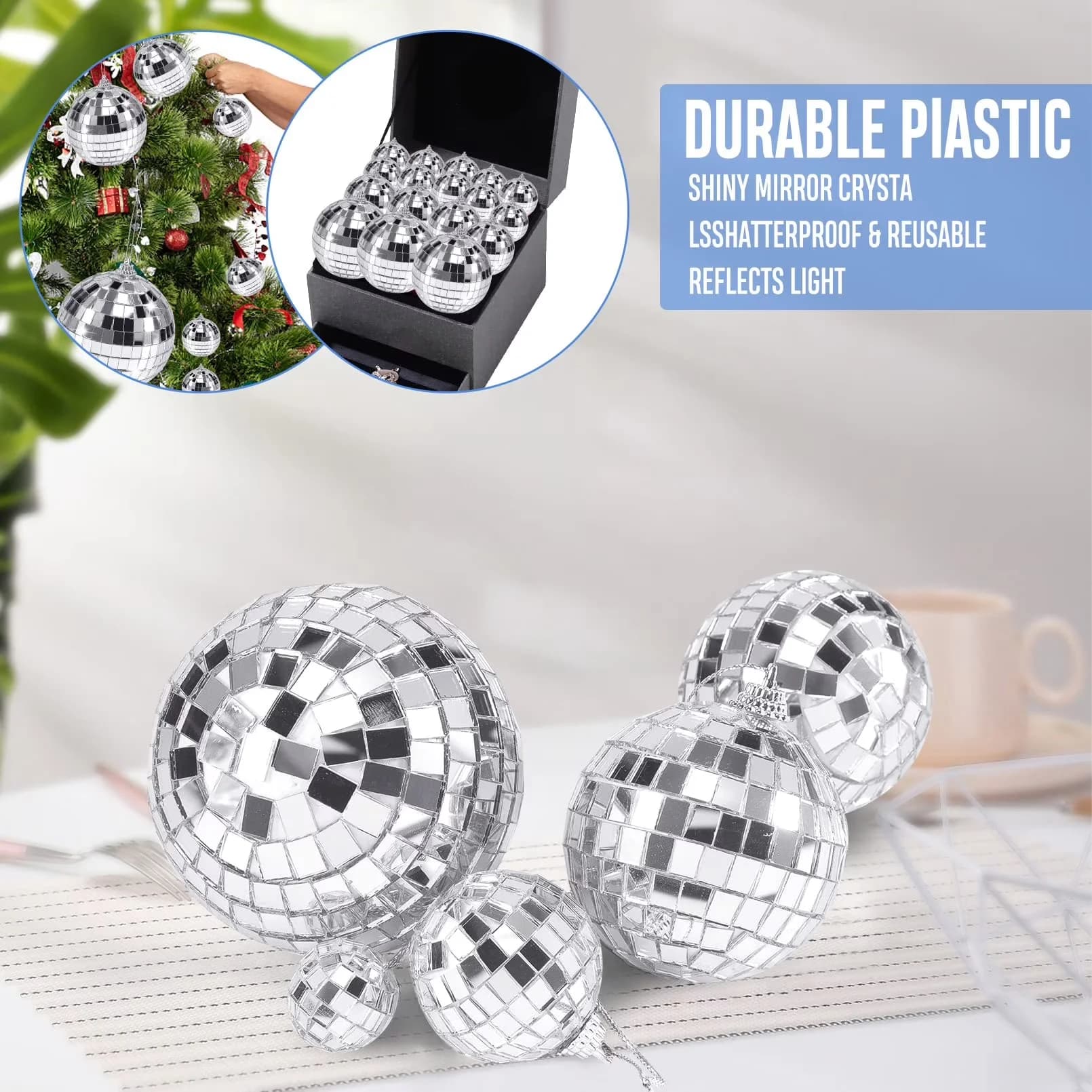Efficient Novelty Light with Rope, 30 Pack Mirror Disco Ball - Silver for Party Model 543ACD