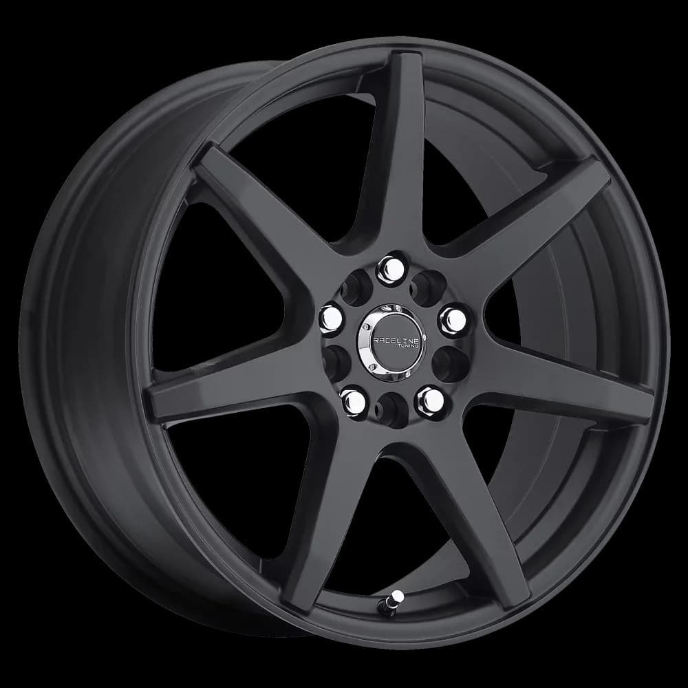 Durable Wheels And Rim with Race inspire 7 spoke design, EVO BLACK 16X7 5X108/5X114.3 +20mm - Ca - Cast Aluminum Black Model 11A8E7