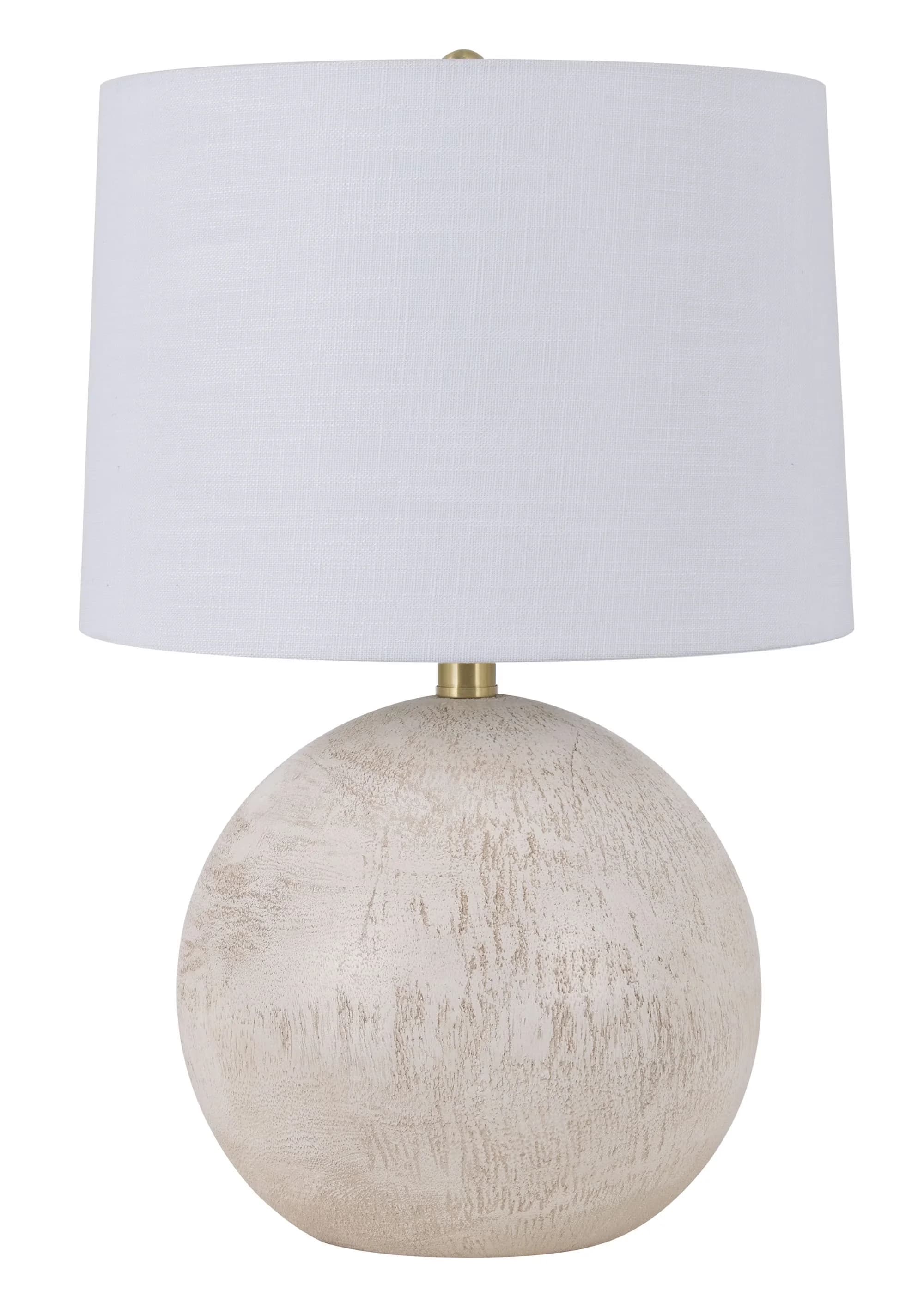 Premium Lamp with Transitional, Standard Lamps, 20” inch White Ball Table - Polyresin White Model DB5798
