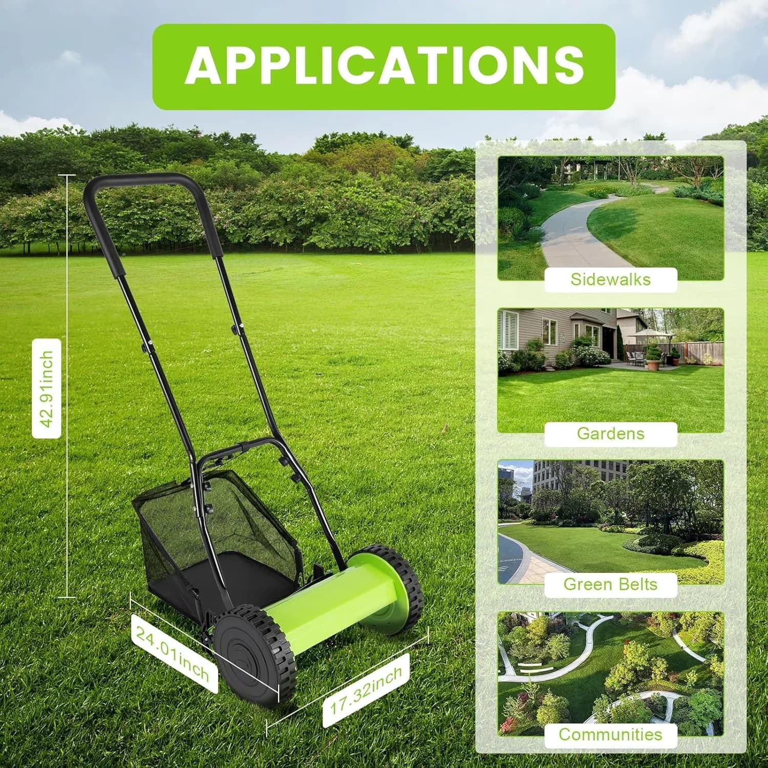 Reliable Push Mower with Adjustable - Green Manual - Built to Last Model FD8972