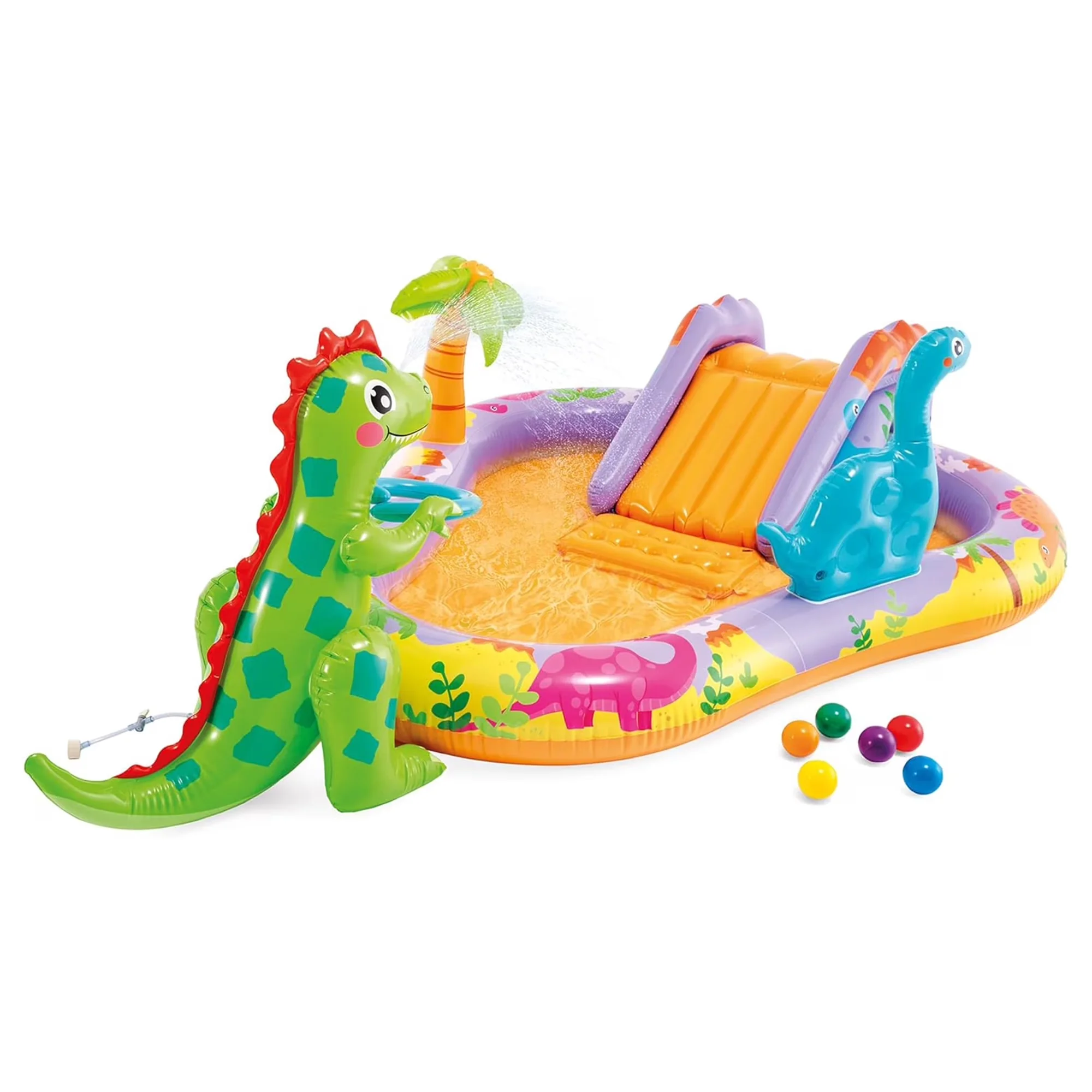 Premium Inflatable Pool with & Splash Pad, Kids Play Center w/ Sprayer, Slide - Multicolor Model E8B889