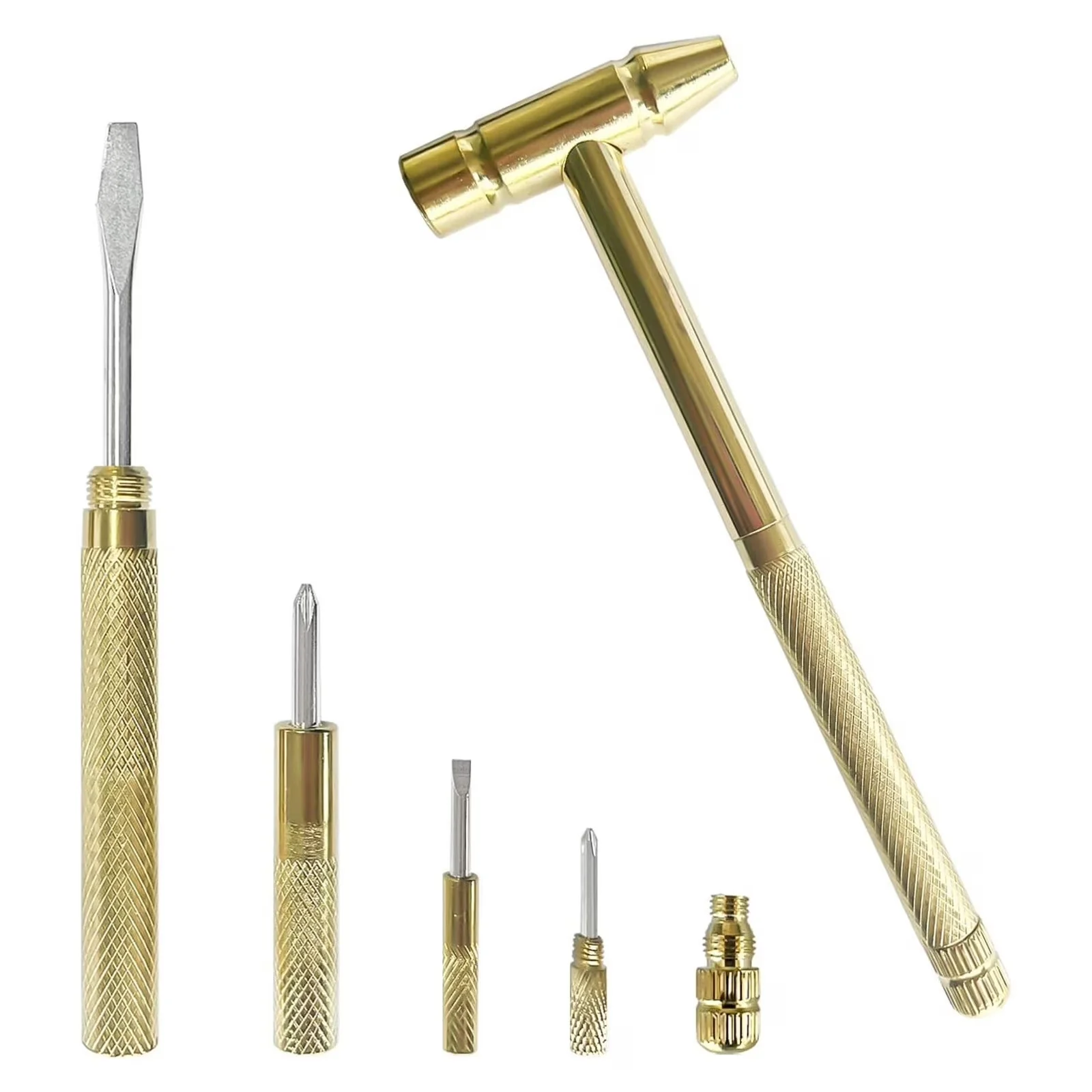 Professional Hand Tool Set with Compact, Camping Hammer, Gold Hammer - Copper Gold for Home, Outdoor Model 9C39ED