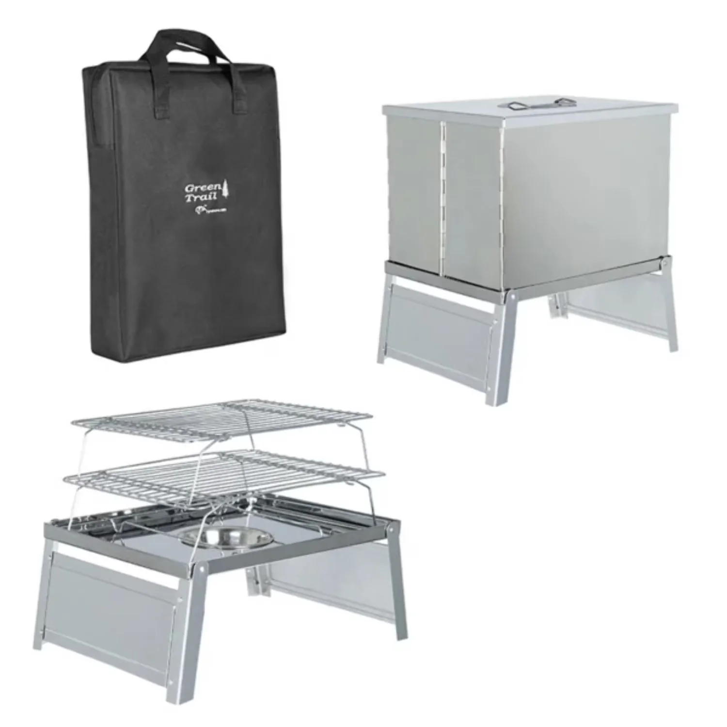Classic Smoker with Designed in Quebec, 100% made of stainless steel 420, Alcohol burner included - Stainless Steel Model A1833D