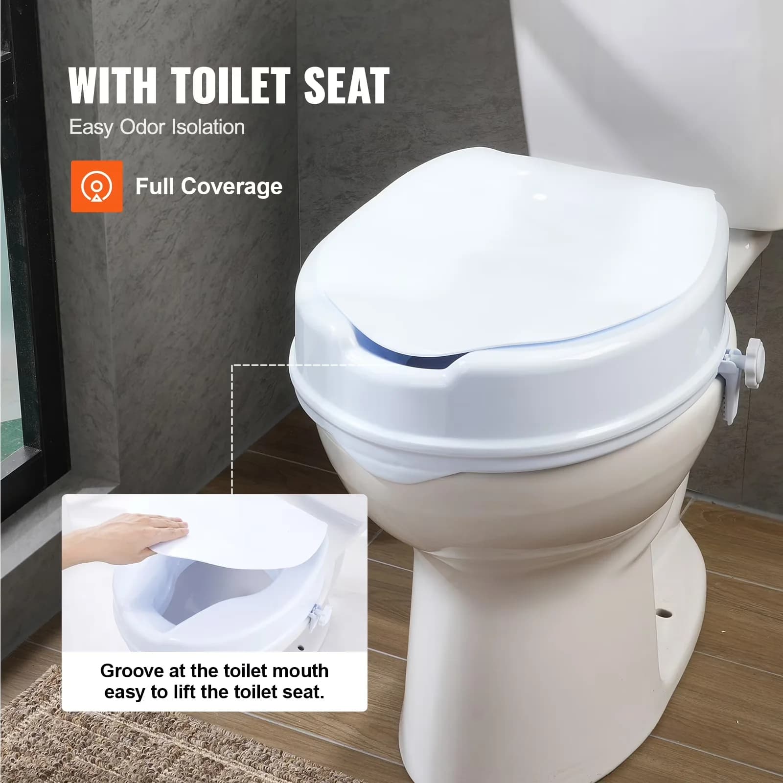 Classic Toilet Seats And Lid with Easy Installation, Supports up to 300 lbs, 4-Inch Lift - White Metal Model 0B3E73