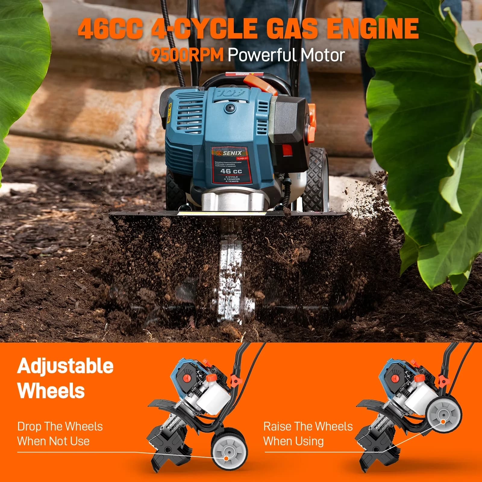 Classic Trillers Cultivator with Easy Start Foldable Handles, Gas Tiller - Model 966C00