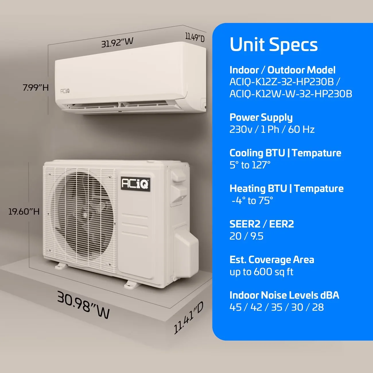 Premium Air Conditioner with 12000 BTU, Energy Efficient, 16ft Line Set - White Model B55299