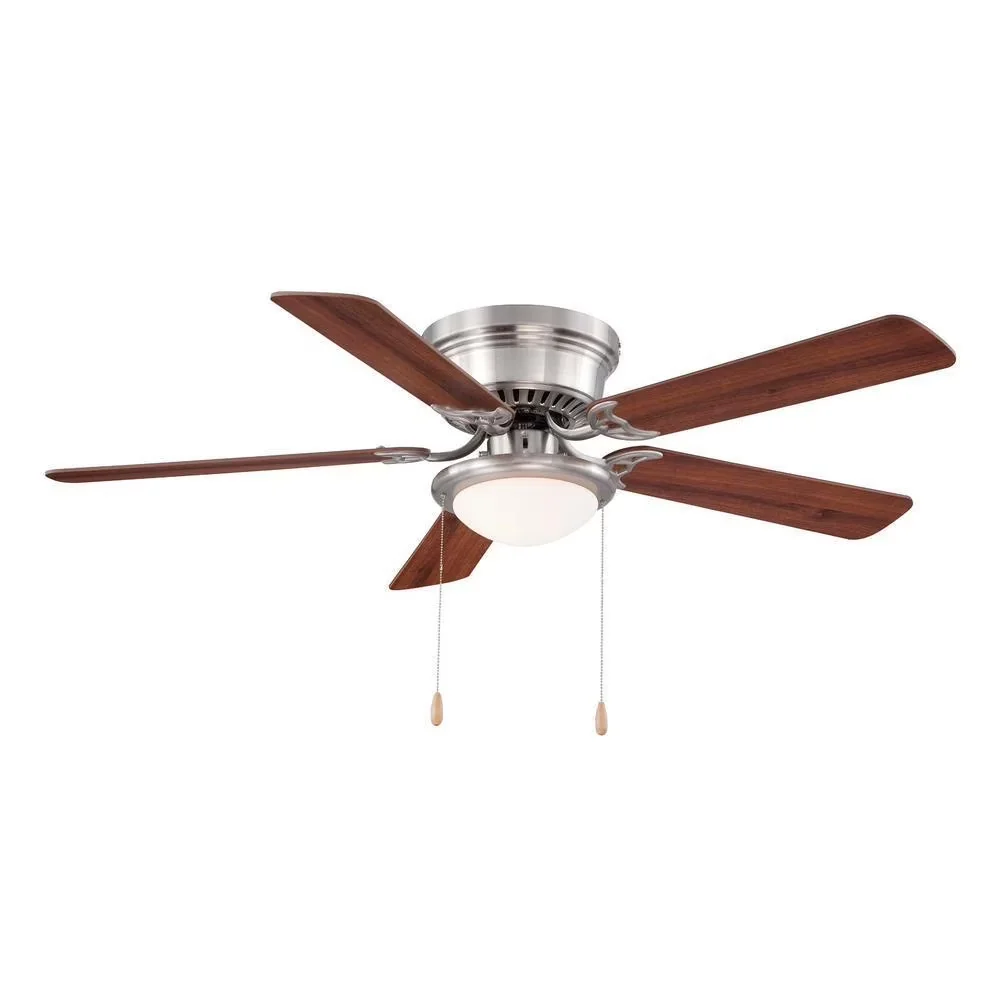 Ceiling Fan Quality with LED, Reversible Blades, Hugger 52" Nickel Traditional LED - Brown Model 8A38EB