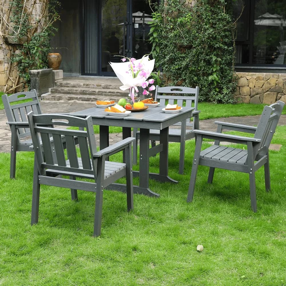 Essential Patio Dining Set with Modern - Gray-5Pcs Hdpe for Patio - Standard Series Model D971D0