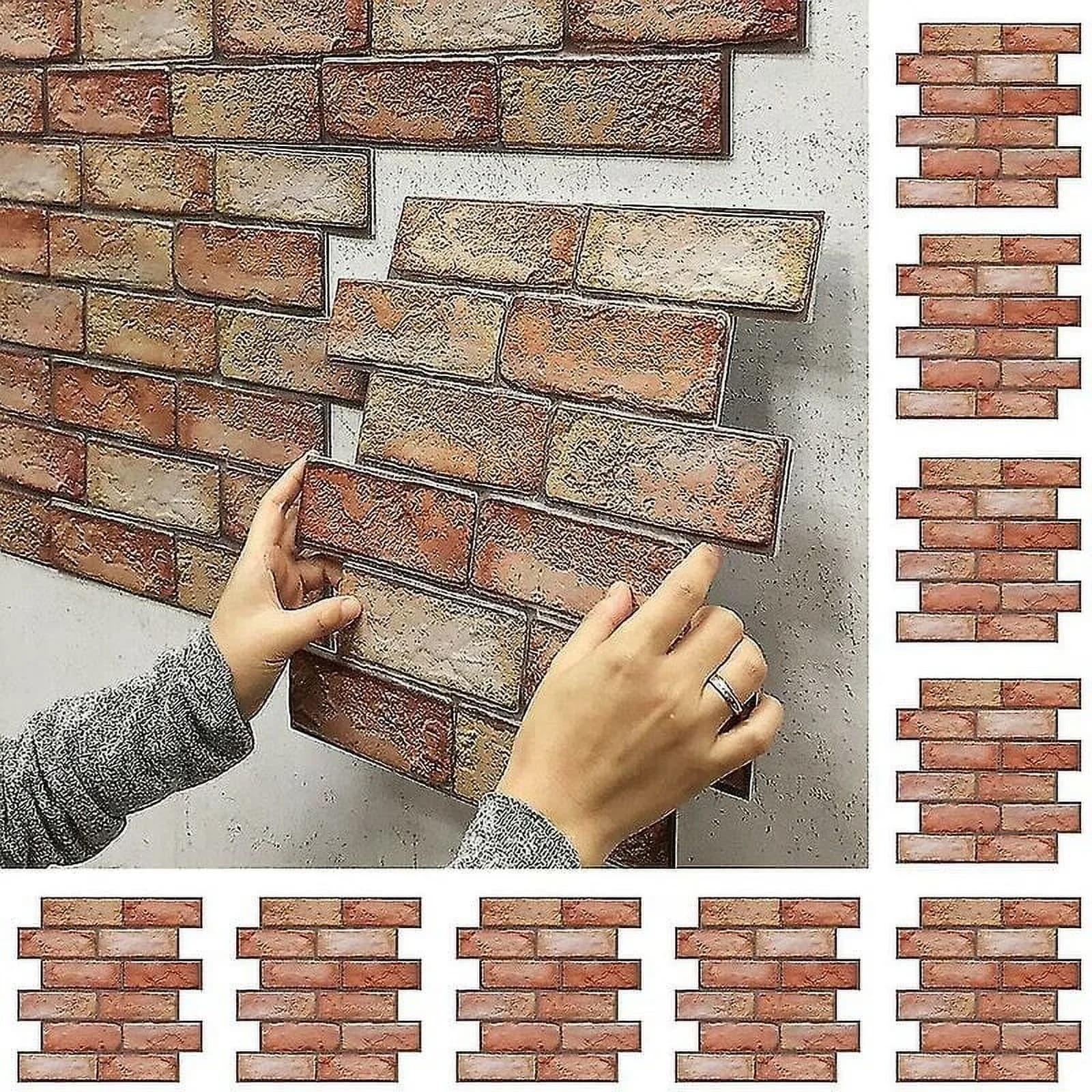 Wallpaper Wall Decals Wall Covering Sleek with Removable, Peel And Stick, Stylish Brick Panels - Red for Living Room, Bedroom Model 03C660