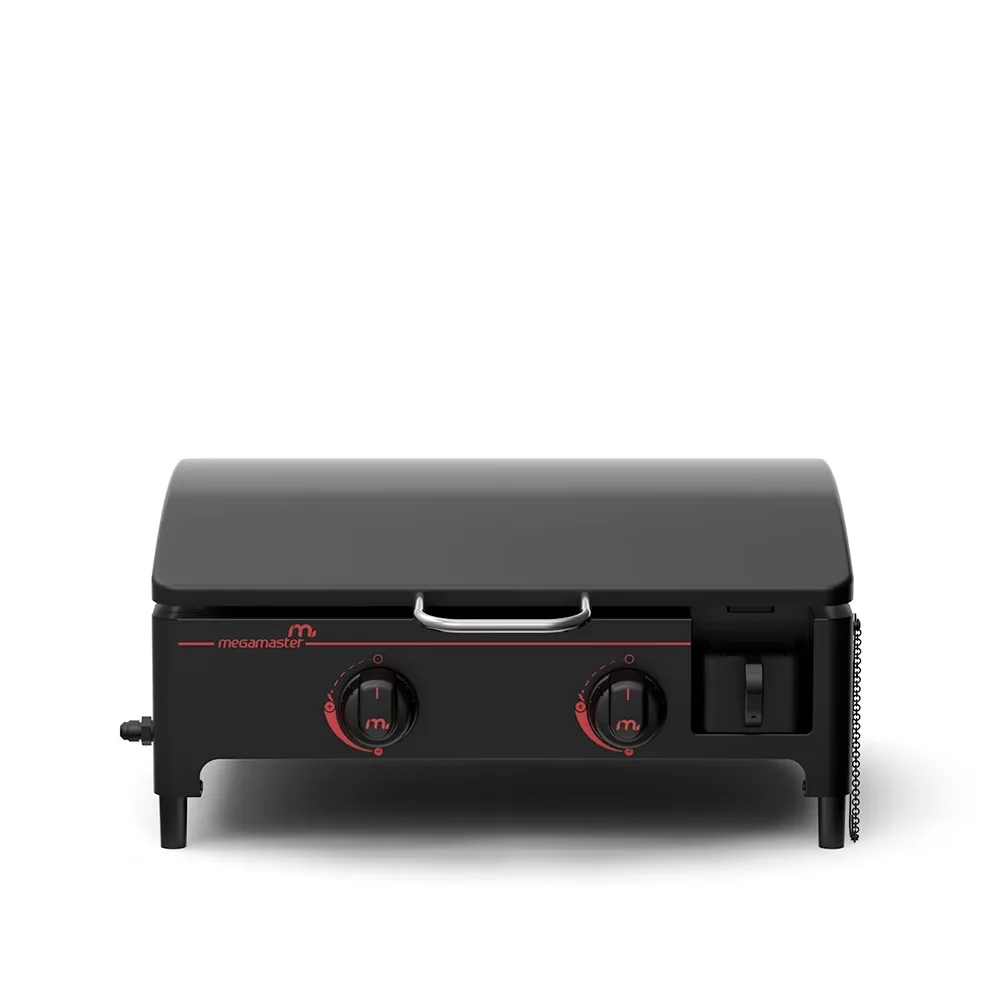 Premium Flat Top Grill with Portable, Small Tabletop Propane Griddle - Black/Red Cast Iron/Steel for Outdoor, Camping Model 735FFD