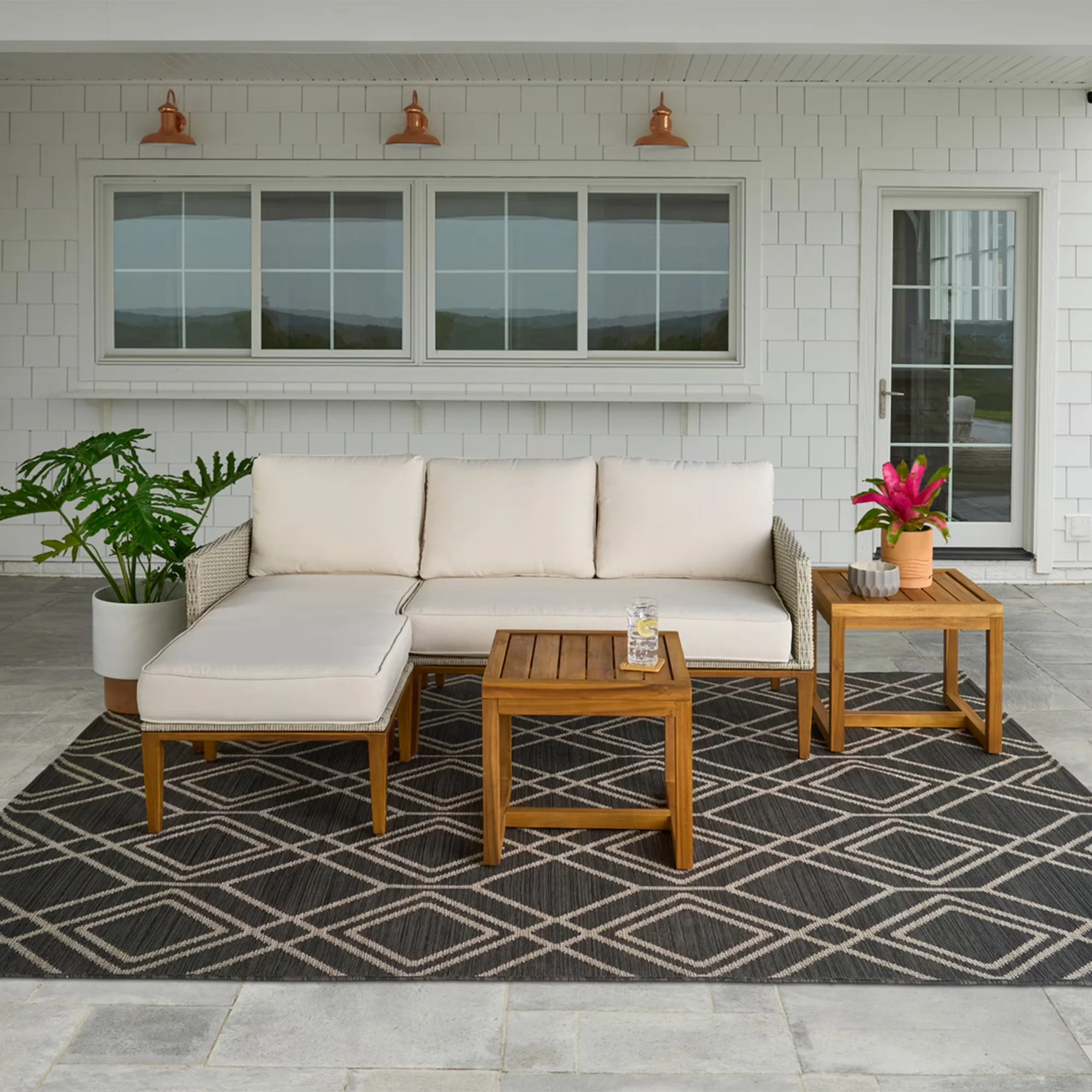 Outdoor Sofas Sectional Stylish with Weather-Resistant, Uv Resistant, Modern - Pe Wicker White Model A489D0