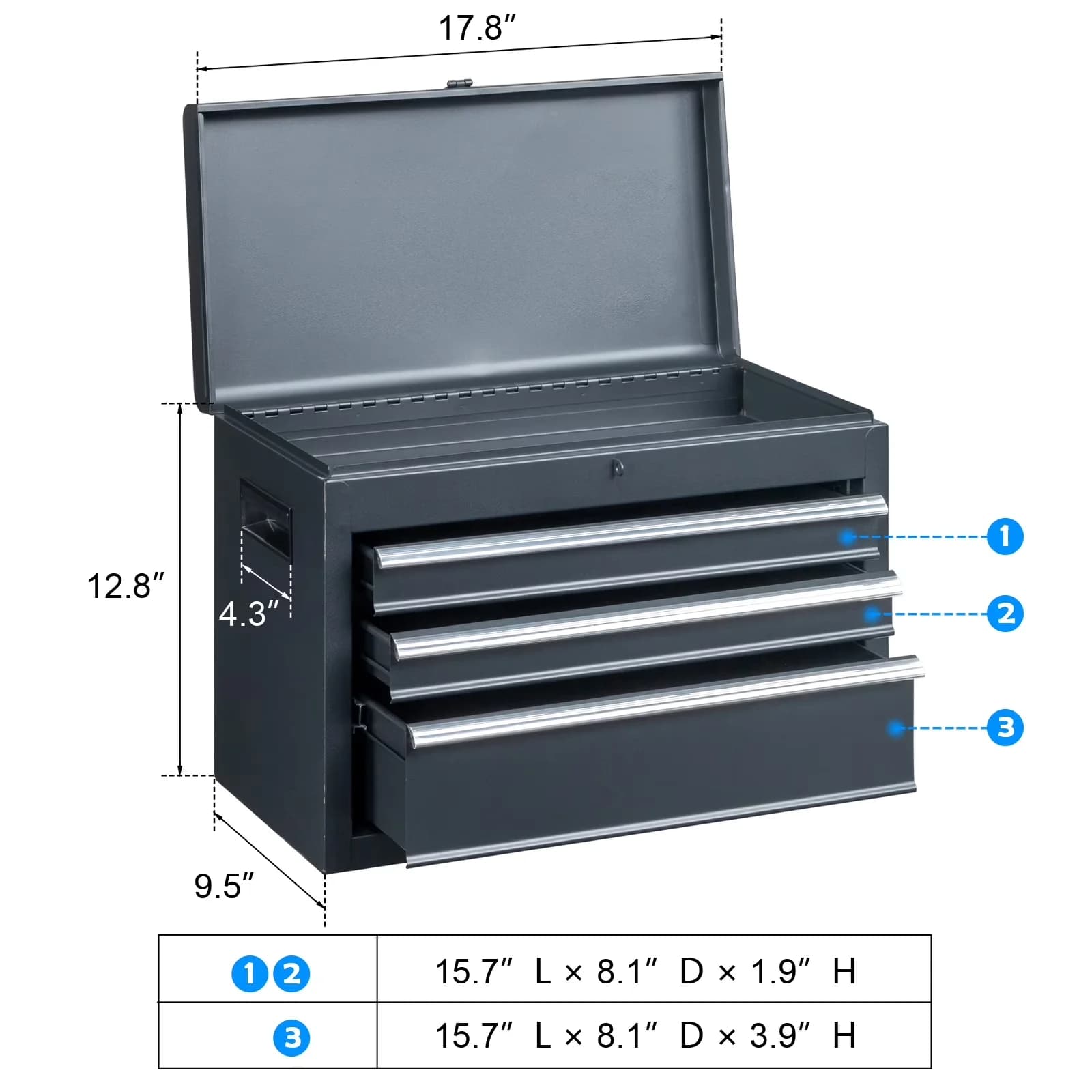Toolstorage Innovative with Lockable, Black, Mechanic Tool Organizer Box - Steel Black Model 8A2BC7