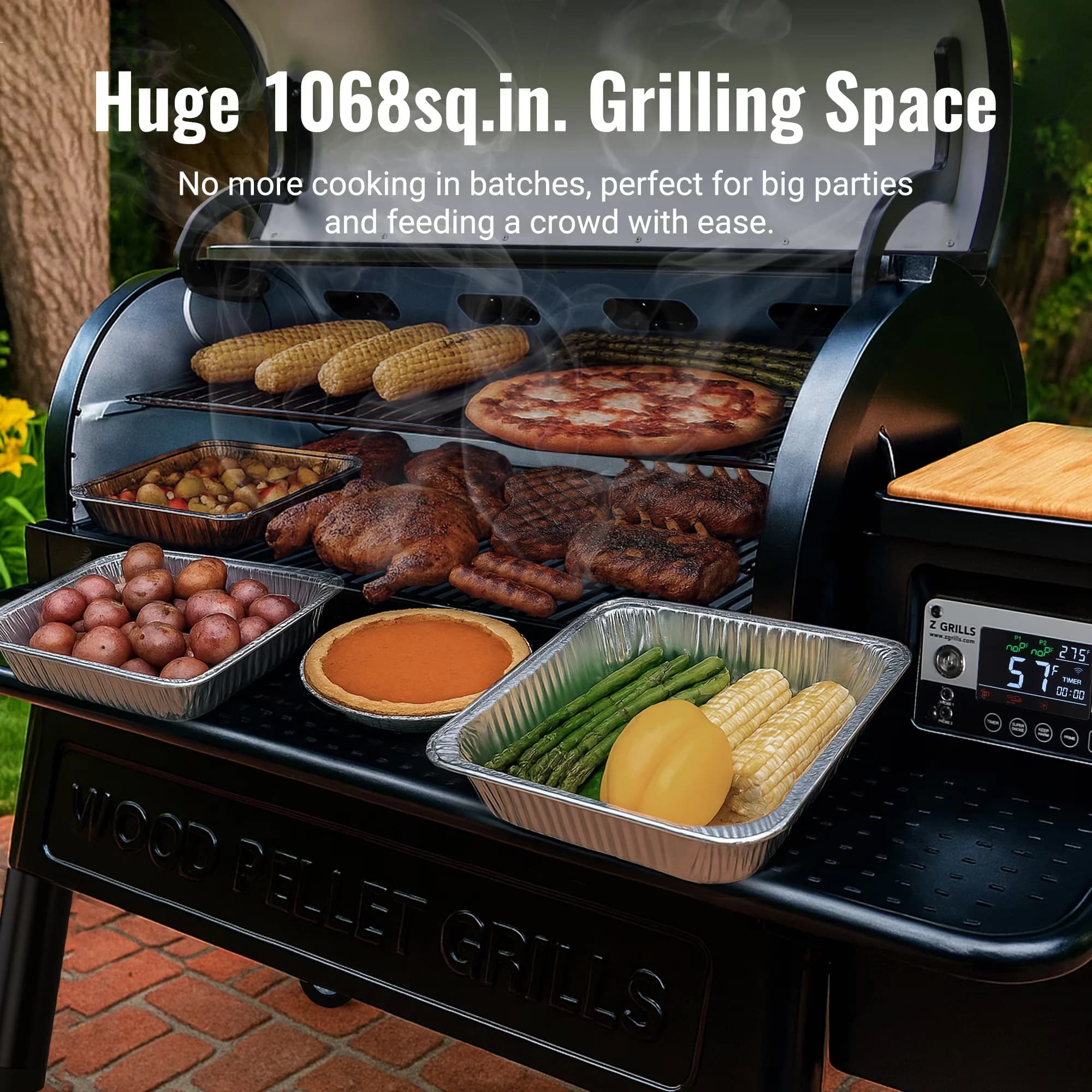 Smoker Modern with Adjustable Air Vents, Grease Pan, Warming Rack - Black Steel Model AFE41E