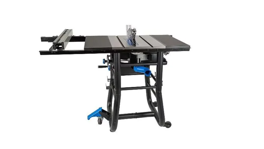 Essential Power Saw with Wheeled, 36- 15 Amp 30 in. Contractor Table, Steel Extensions - Model 72075D