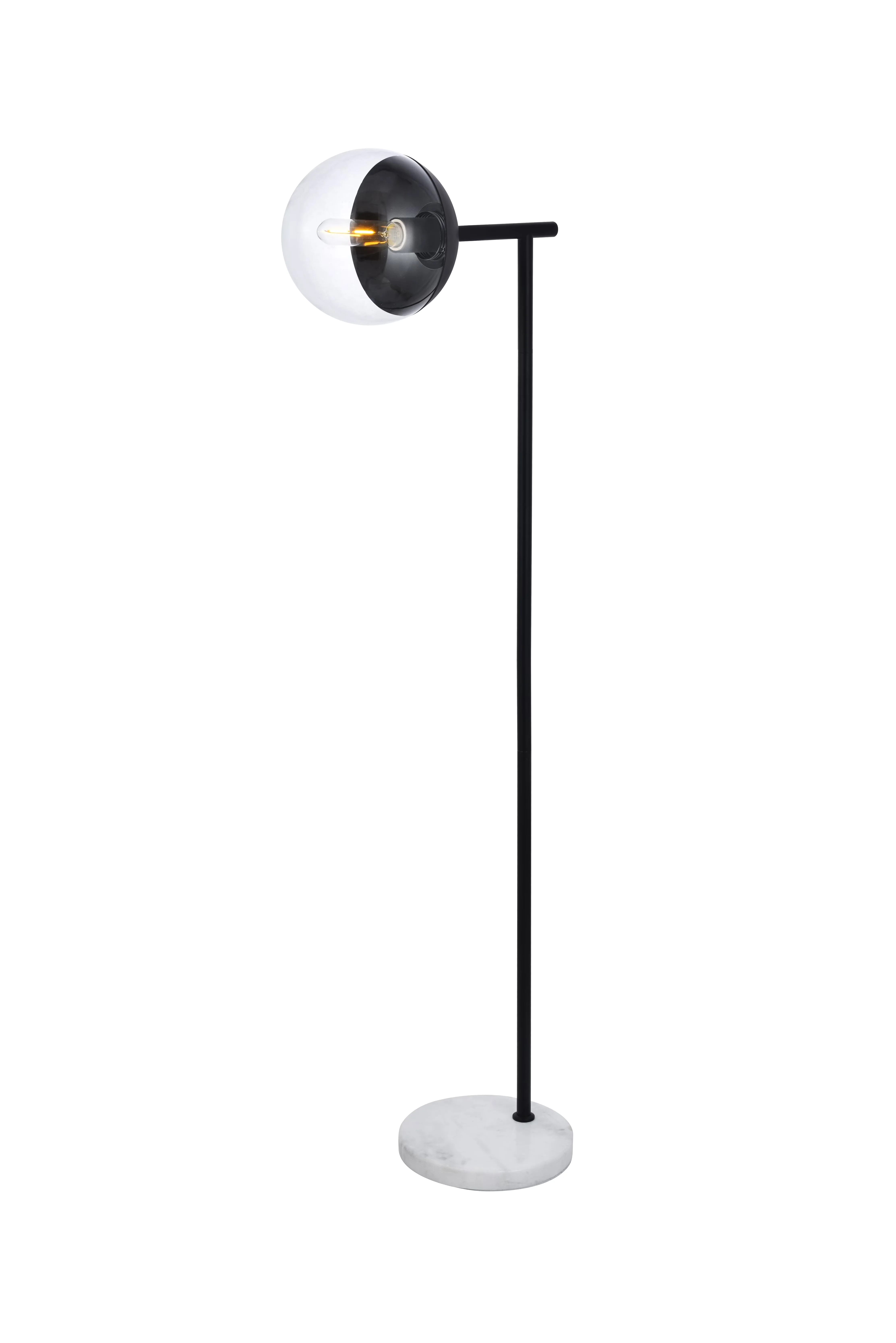 Versatile Floor Lamp with LED, Modern, Eclipse 1 Light Black With Clear Glass - Marble Black Model C471DF
